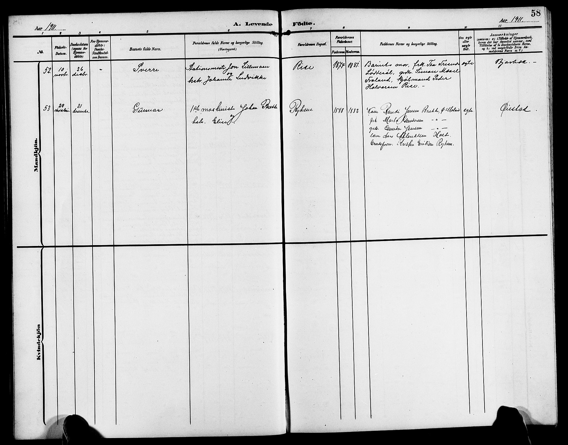 Øyestad sokneprestkontor, AV/SAK-1111-0049/F/Fb/L0011: Parish register (copy) no. B 11, 1906-1918, p. 58