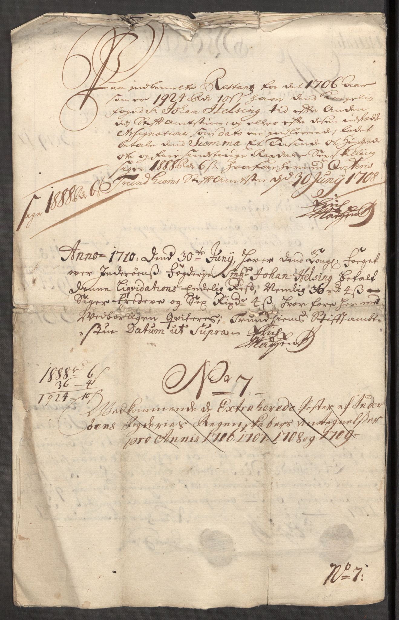 Rentekammeret inntil 1814, Reviderte regnskaper, Fogderegnskap, AV/RA-EA-4092/R63/L4315: Fogderegnskap Inderøy, 1706-1707, p. 22