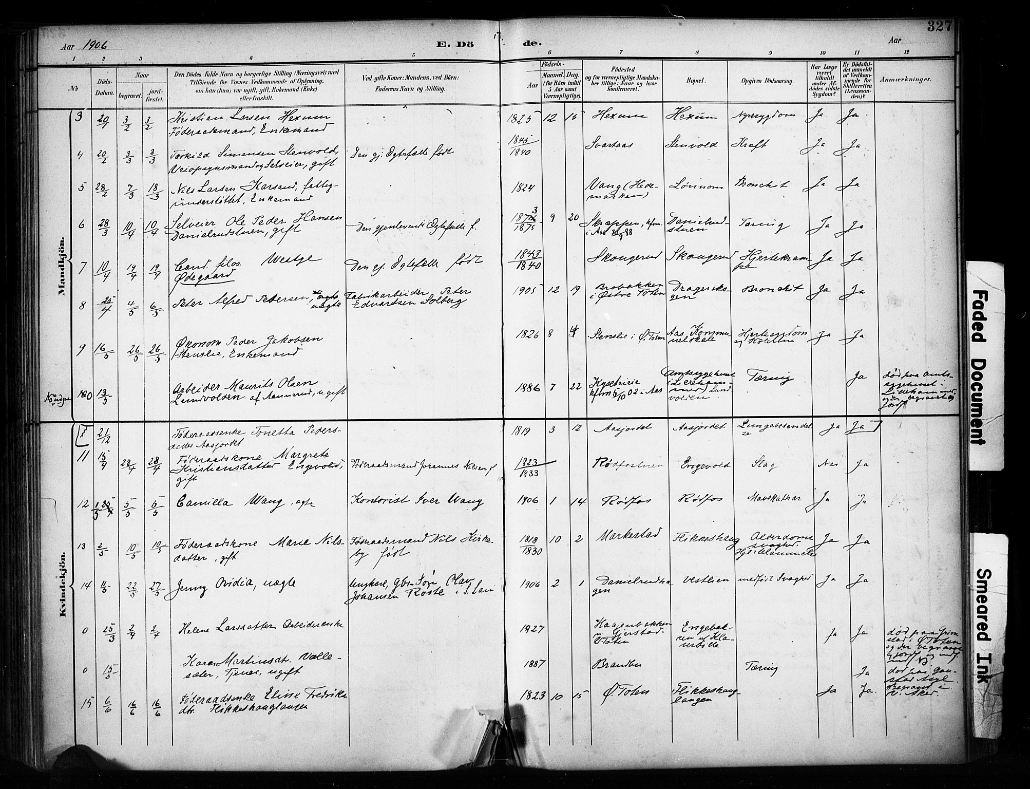 Vestre Toten prestekontor, AV/SAH-PREST-108/H/Ha/Haa/L0011: Parish register (official) no. 11, 1895-1906, p. 327