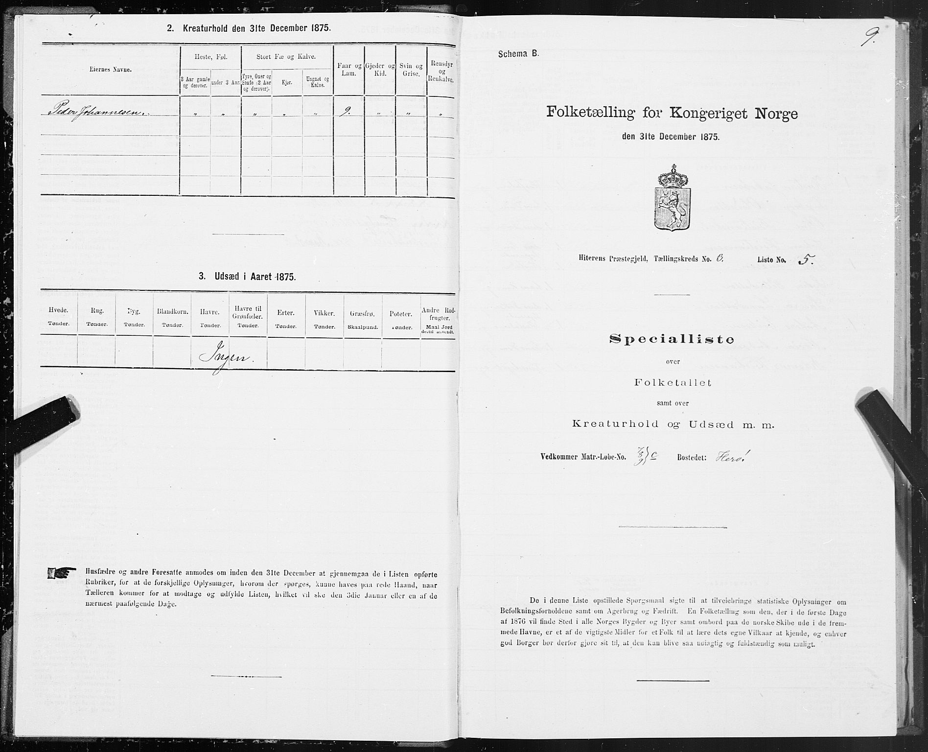 SAT, 1875 census for 1617P Hitra, 1875, p. 2009