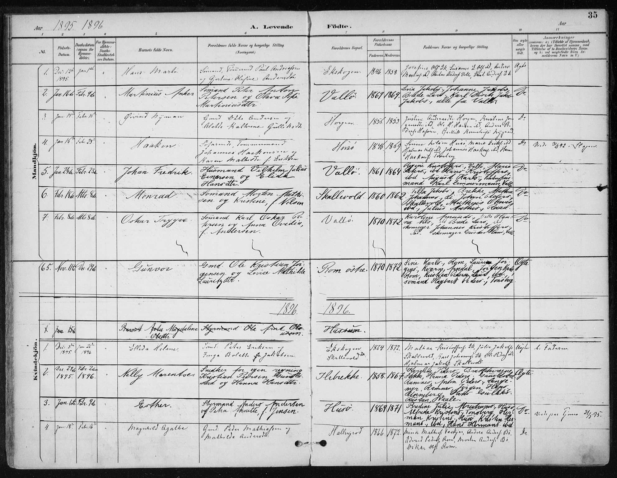 Sem kirkebøker, AV/SAKO-A-5/F/Fb/L0005: Parish register (official) no. II 5, 1892-1904, p. 35