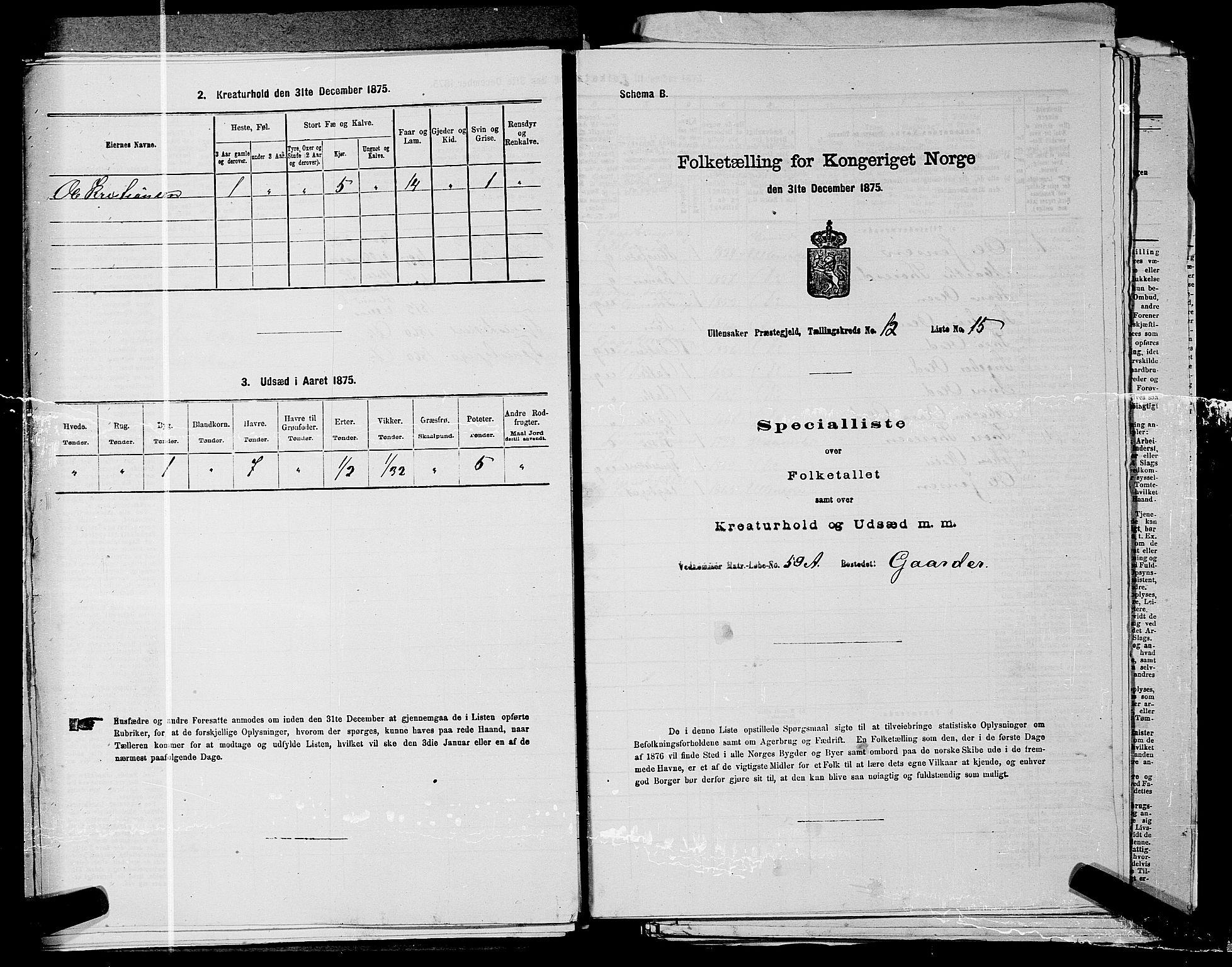 RA, 1875 census for 0235P Ullensaker, 1875, p. 1844