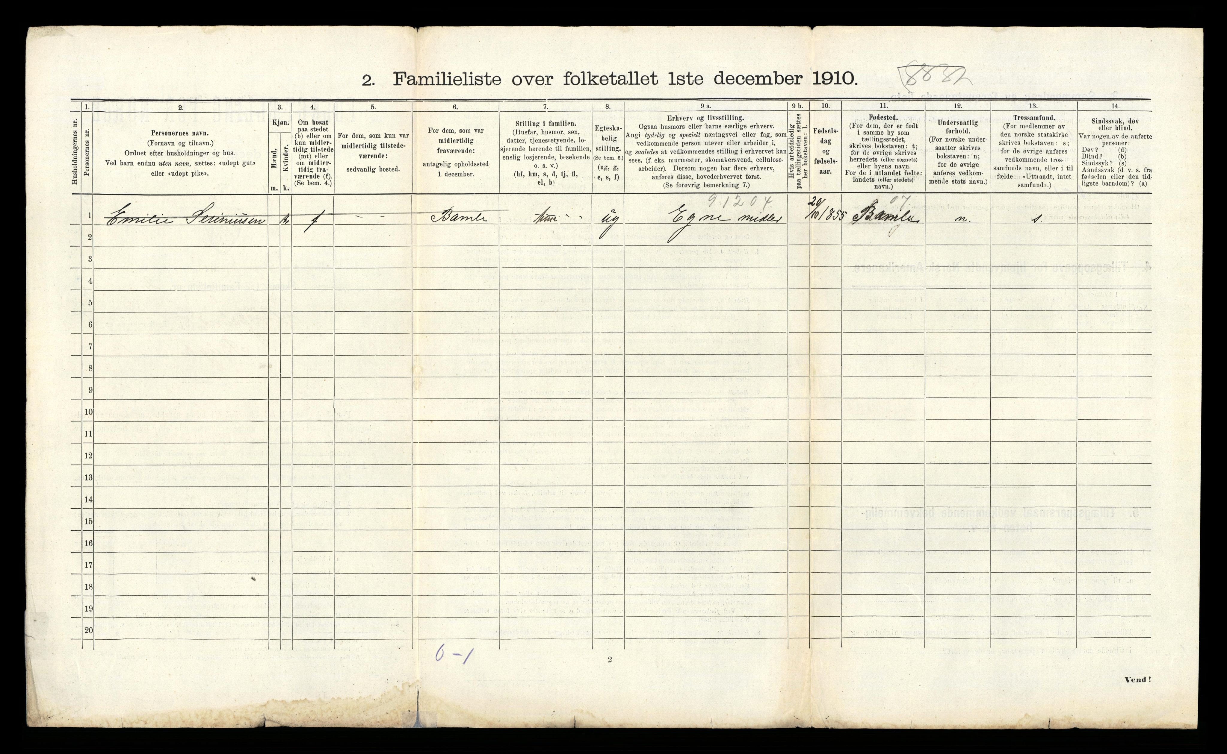 RA, 1910 census for Porsgrunn, 1910, p. 2961