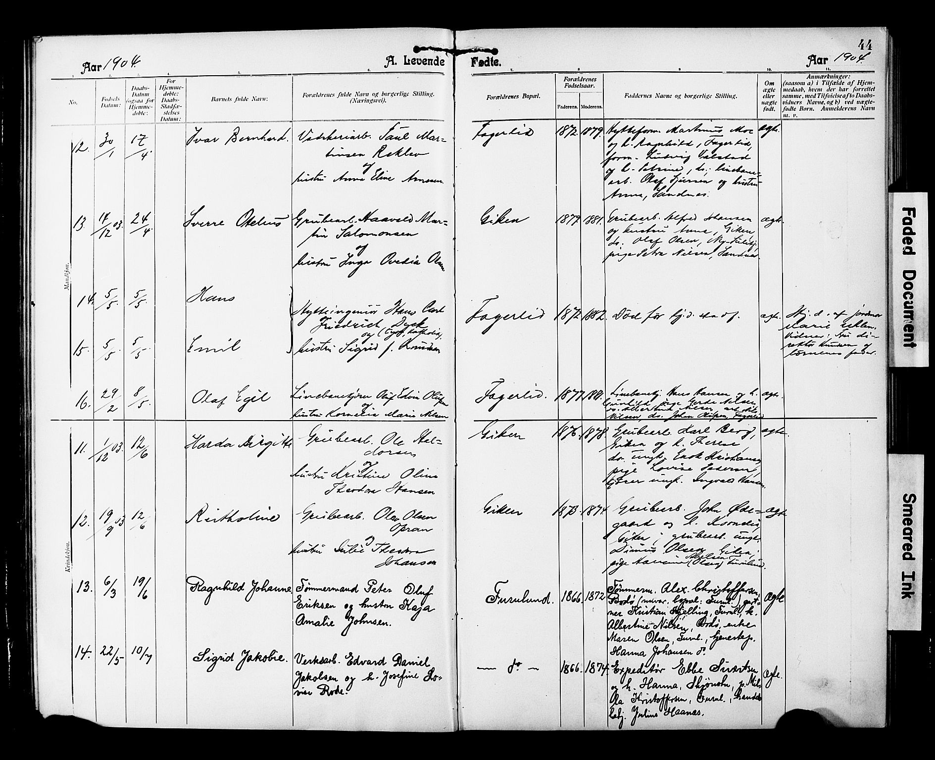 Ministerialprotokoller, klokkerbøker og fødselsregistre - Nordland, AV/SAT-A-1459/850/L0709: Parish register (official) no. 850A01, 1899-1909, p. 44