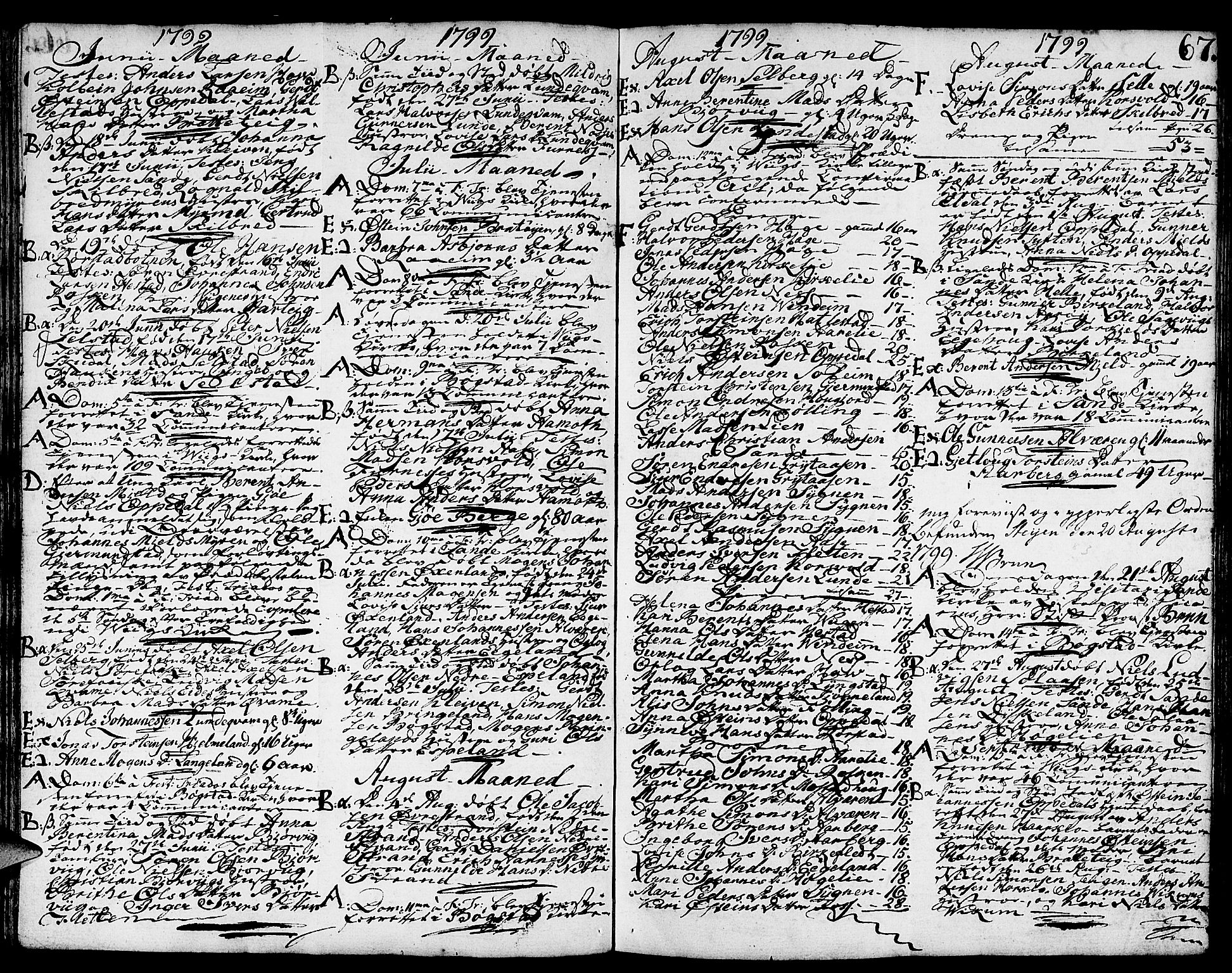 Gaular sokneprestembete, SAB/A-80001/H/Haa: Parish register (official) no. A 2, 1785-1821, p. 67
