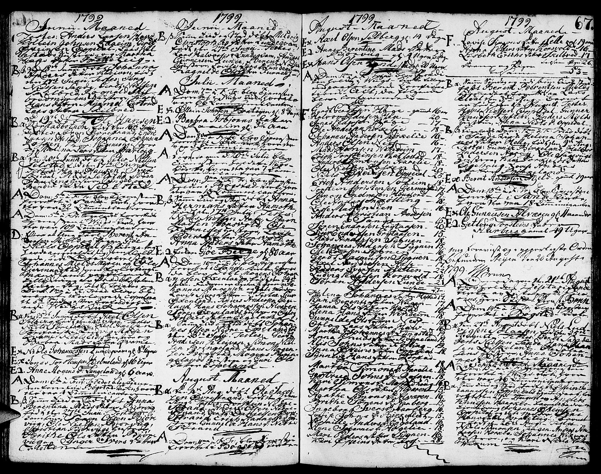 Gaular sokneprestembete, AV/SAB-A-80001/H/Haa: Parish register (official) no. A 2, 1785-1821, p. 67