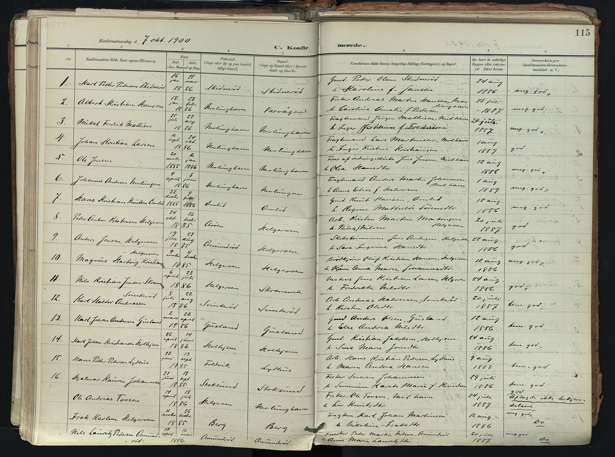 Brunlanes kirkebøker, SAKO/A-342/F/Fb/L0003: Parish register (official) no. II 3, 1900-1922, p. 115