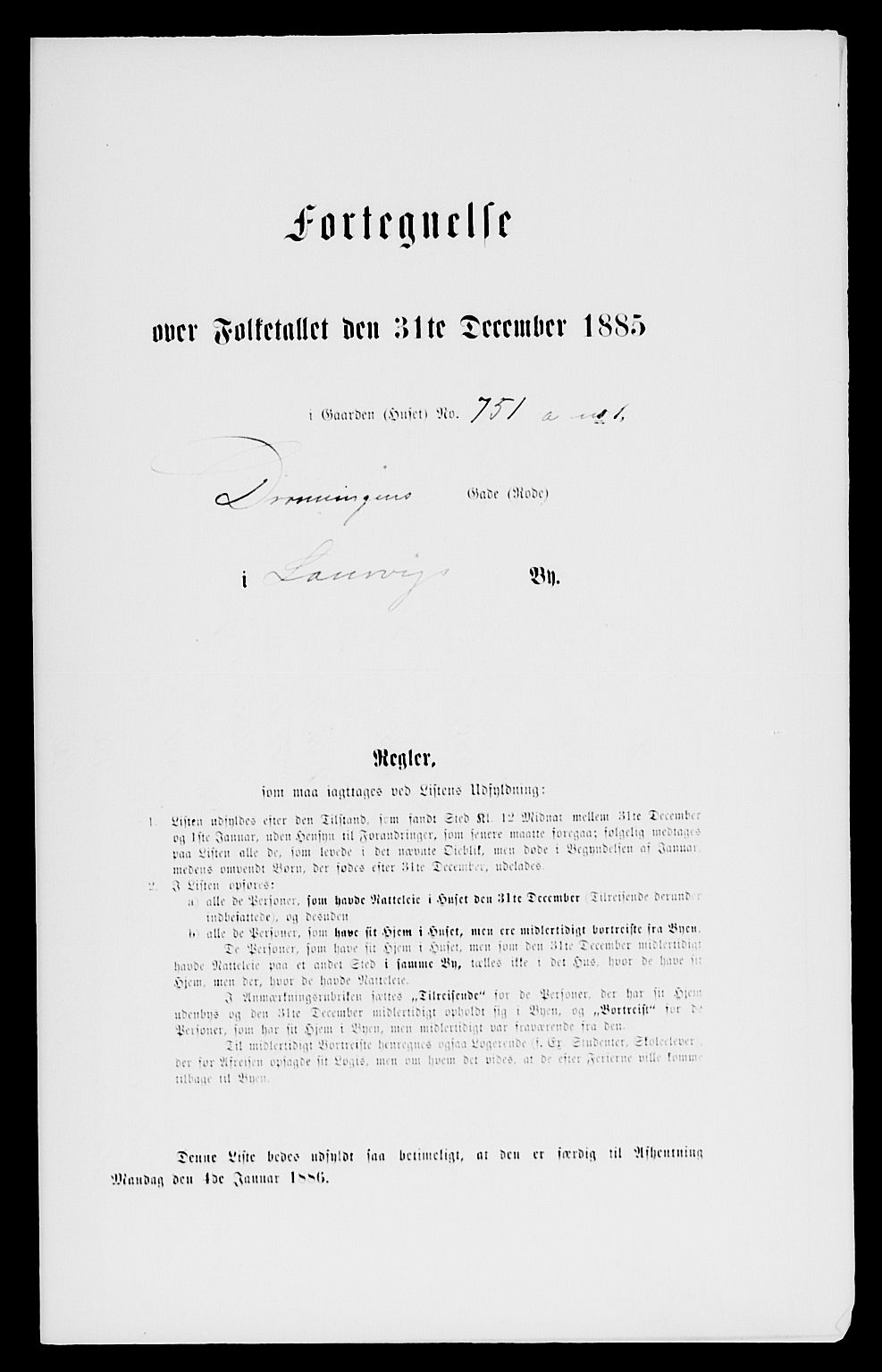 SAKO, 1885 census for 0707 Larvik, 1885, p. 1520