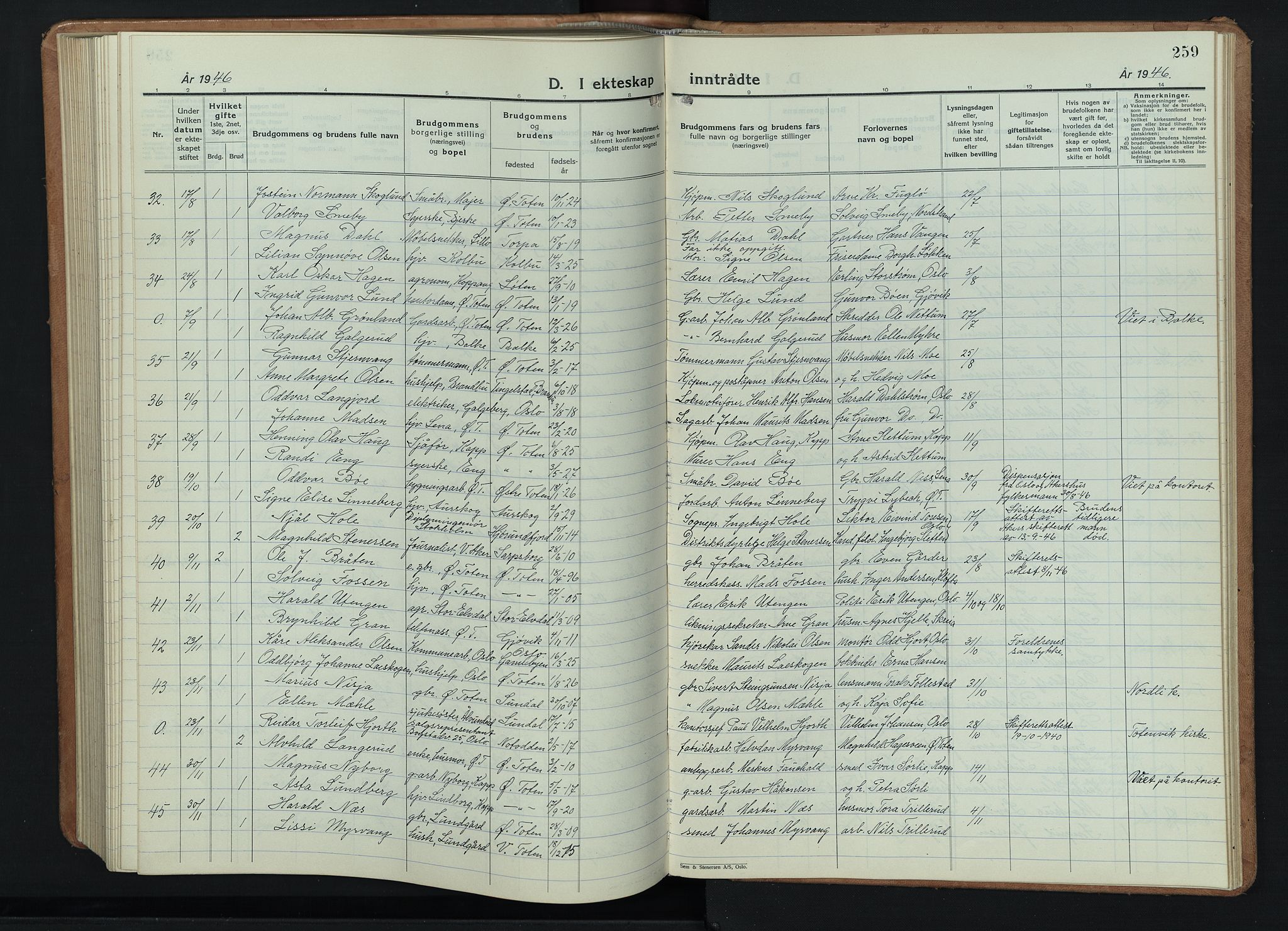 Østre Toten prestekontor, AV/SAH-PREST-104/H/Ha/Hab/L0011: Parish register (copy) no. 11, 1934-1952, p. 259