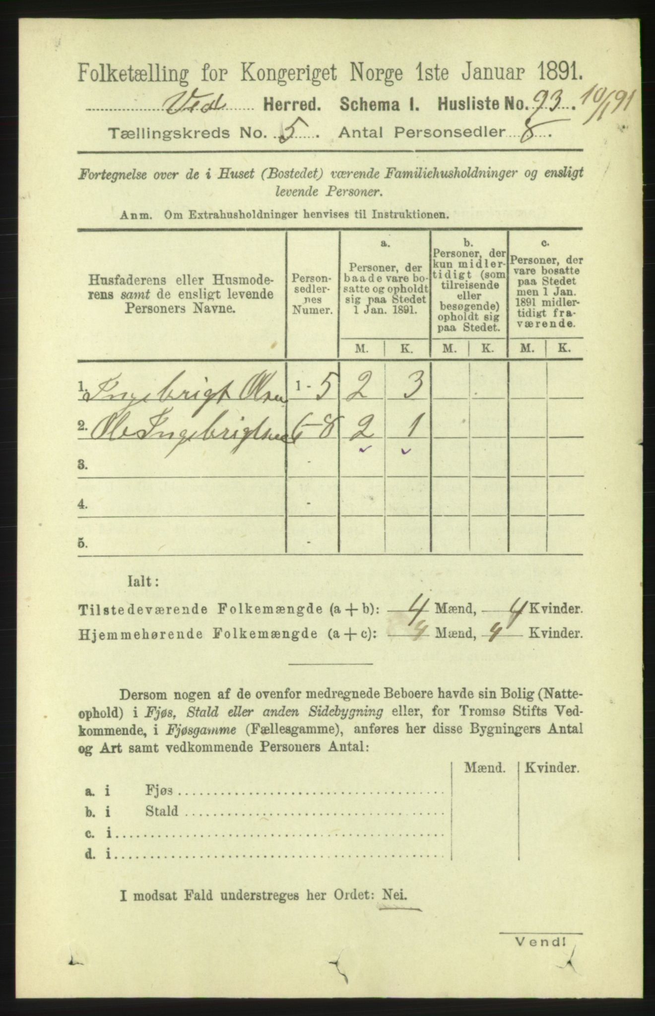 RA, 1891 census for 1541 Veøy, 1891, p. 2473