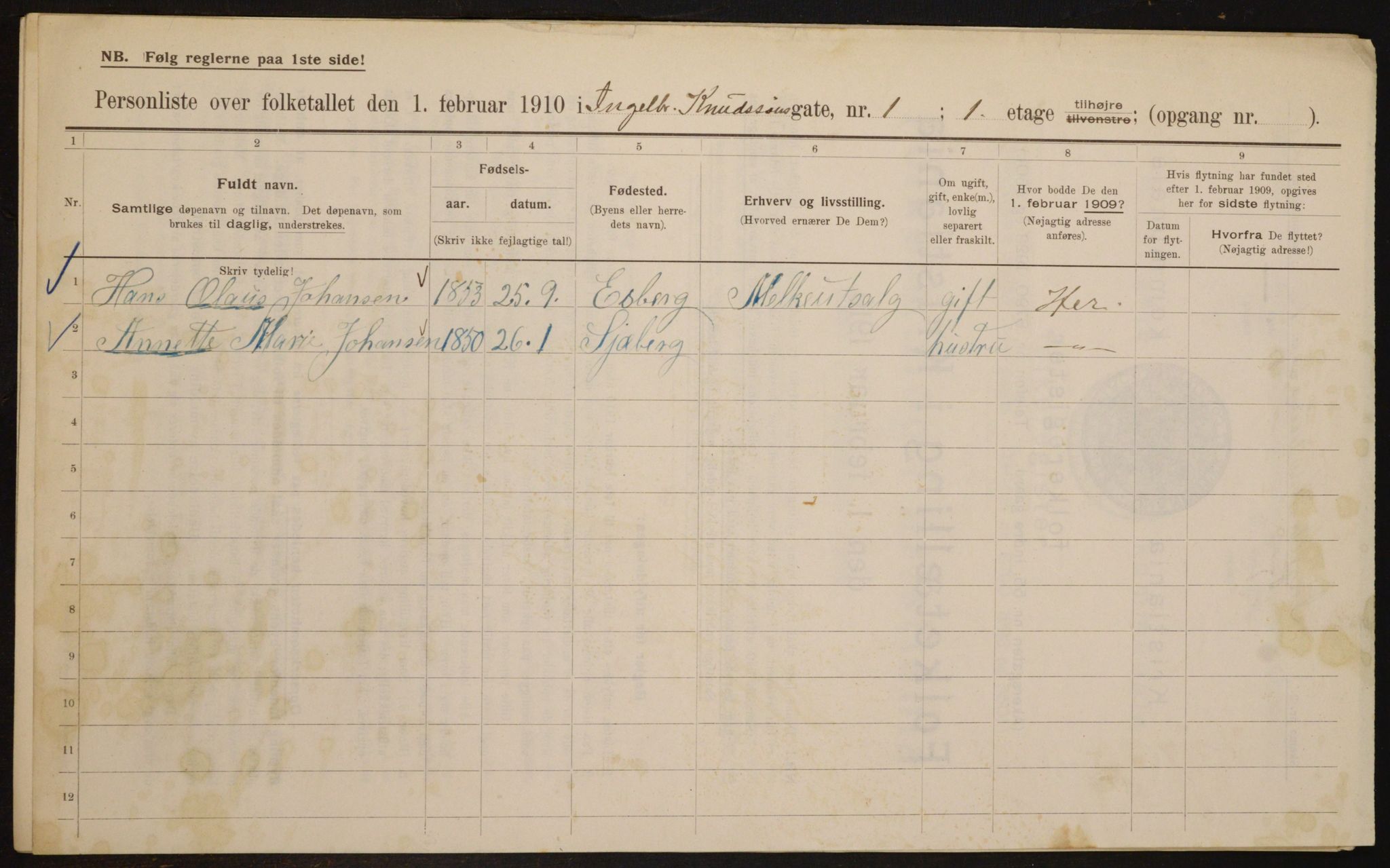 OBA, Municipal Census 1910 for Kristiania, 1910, p. 42860