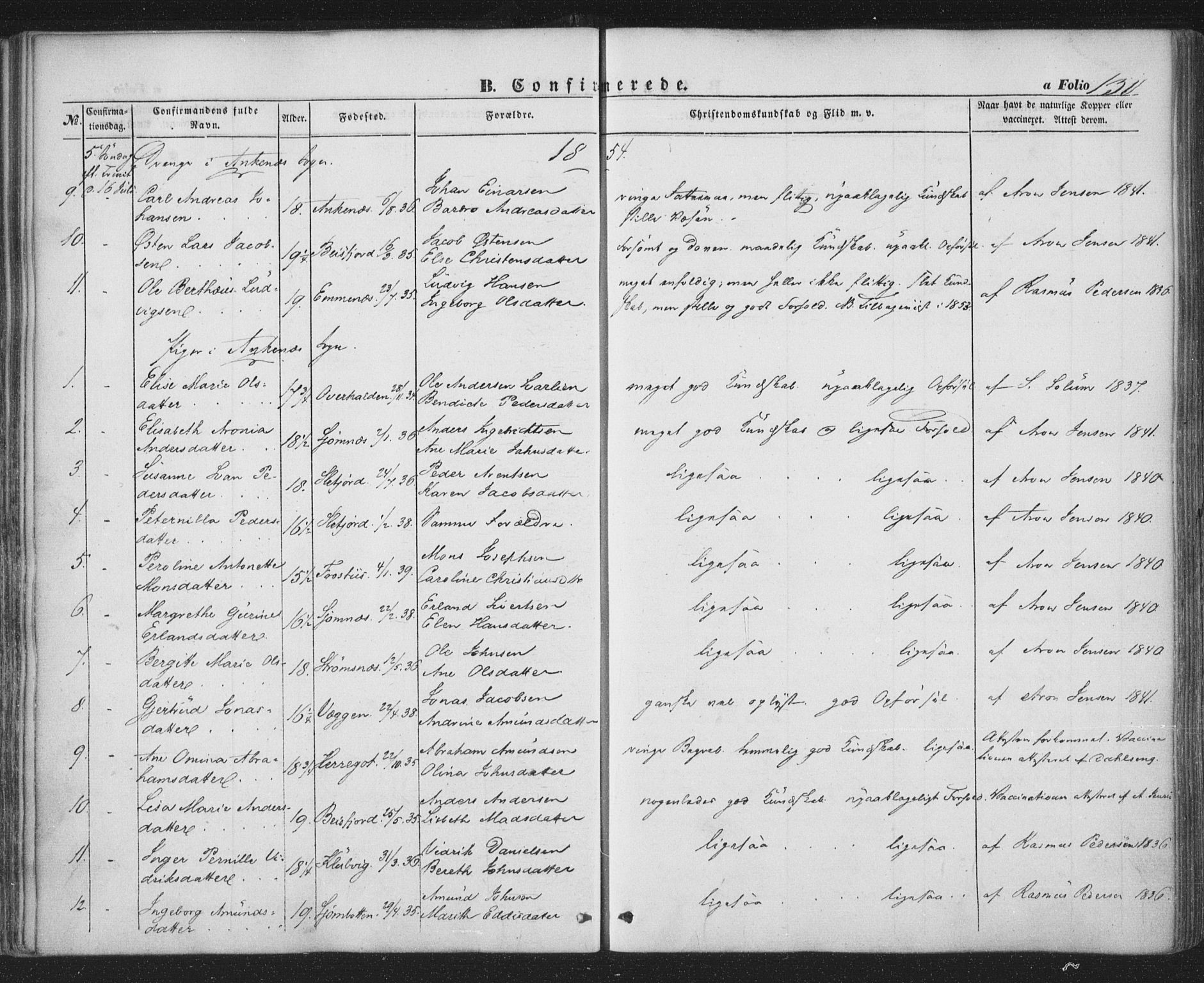 Ministerialprotokoller, klokkerbøker og fødselsregistre - Nordland, AV/SAT-A-1459/863/L0895: Parish register (official) no. 863A07, 1851-1860, p. 130