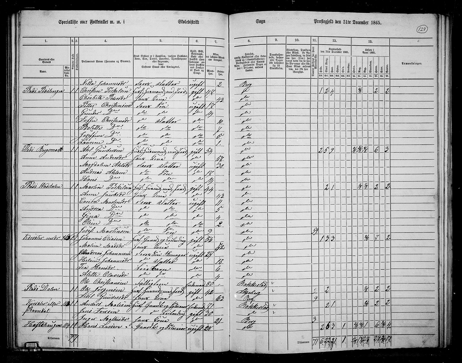 RA, 1865 census for Berg, 1865, p. 112