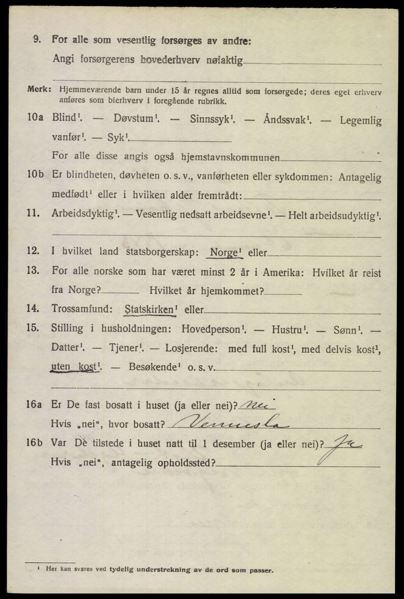 SAK, 1920 census for Oddernes, 1920, p. 5404