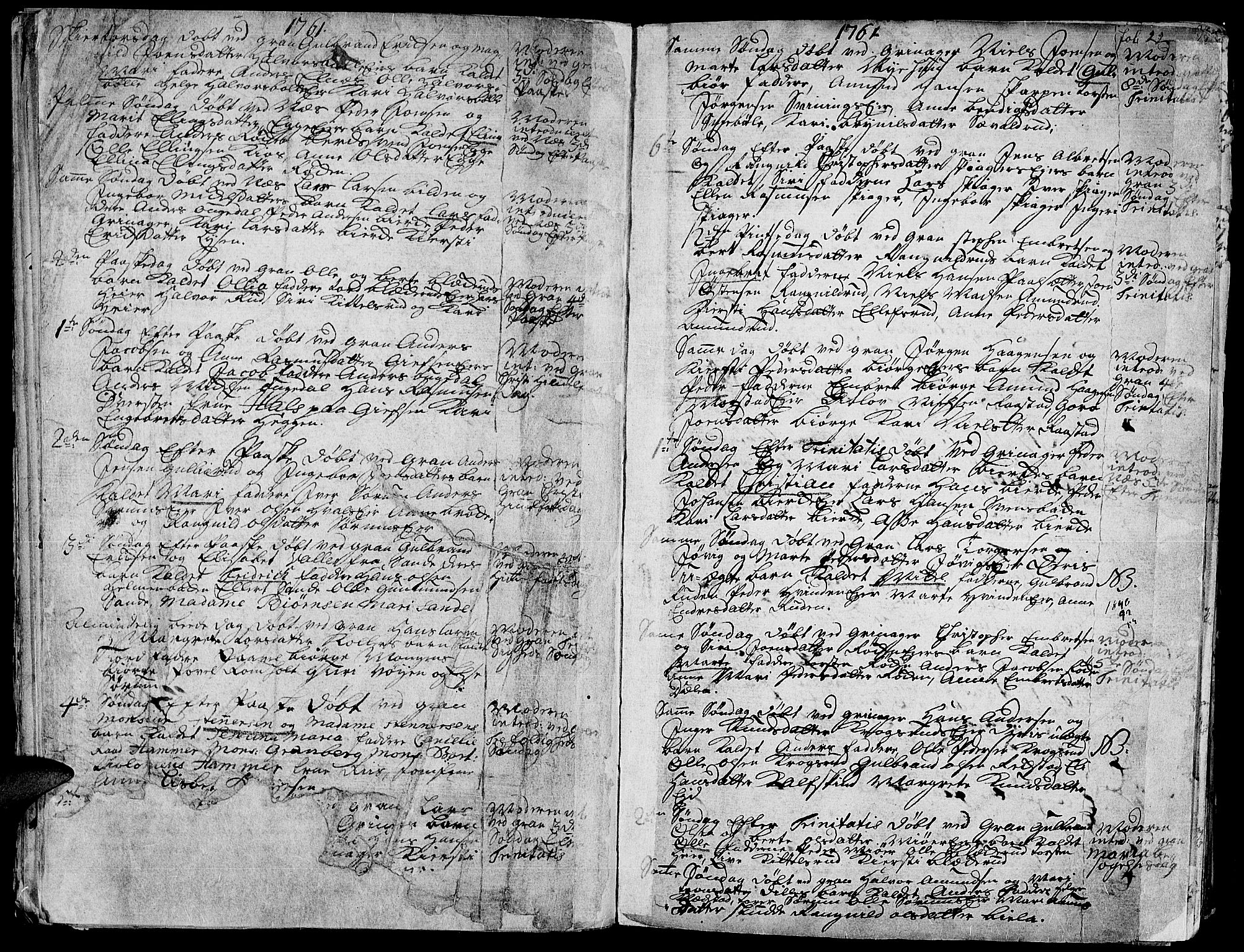 Gran prestekontor, AV/SAH-PREST-112/H/Ha/Haa/L0004: Parish register (official) no. 4, 1759-1775, p. 22