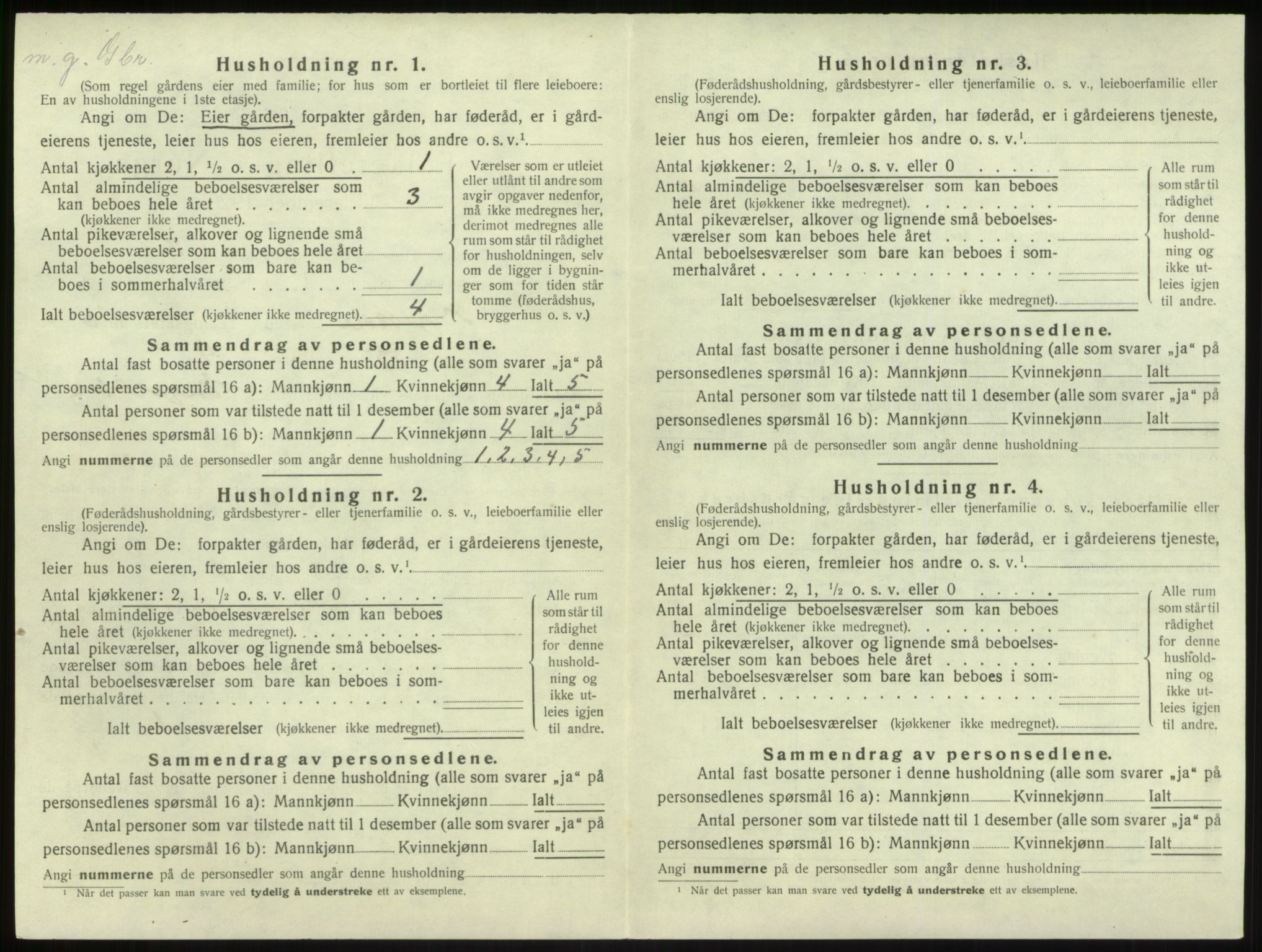 SAB, 1920 census for Brekke, 1920, p. 175