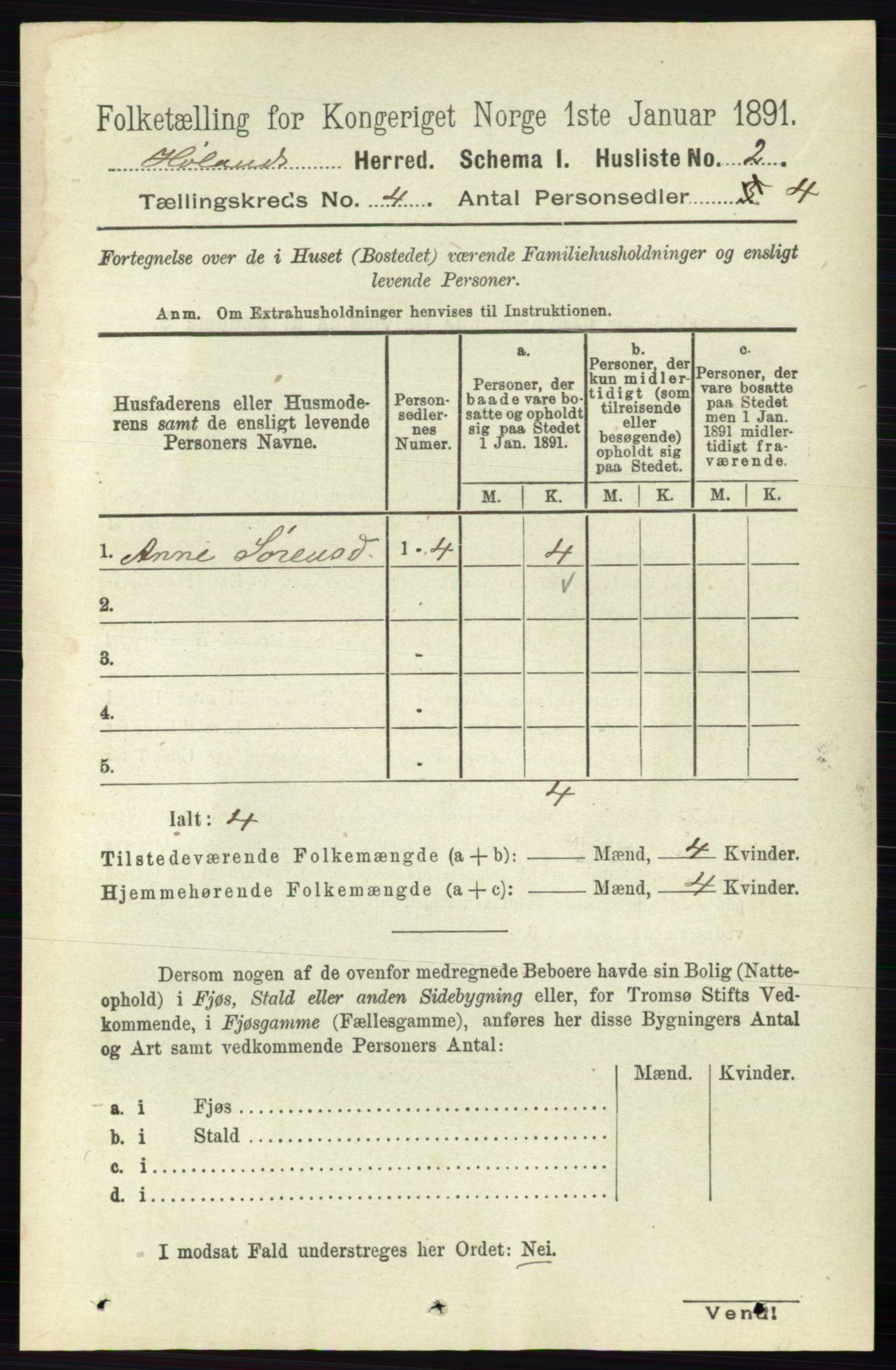 RA, 1891 census for 0221 Høland, 1891, p. 2456