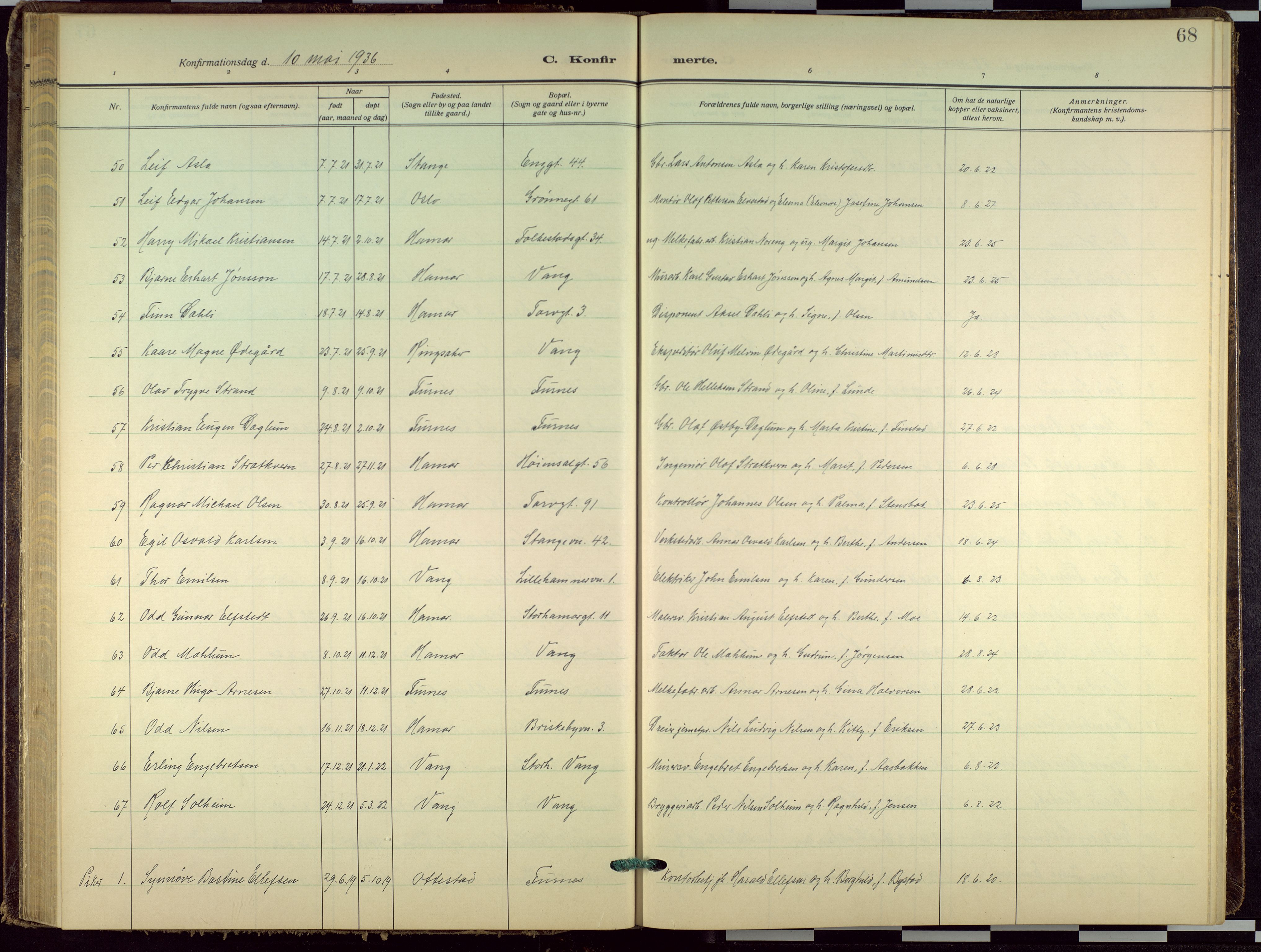 Hamar prestekontor, AV/SAH-DOMPH-002/H/Ha/Haa/L0005: Parish register (official) no. 5, 1929-1958, p. 68