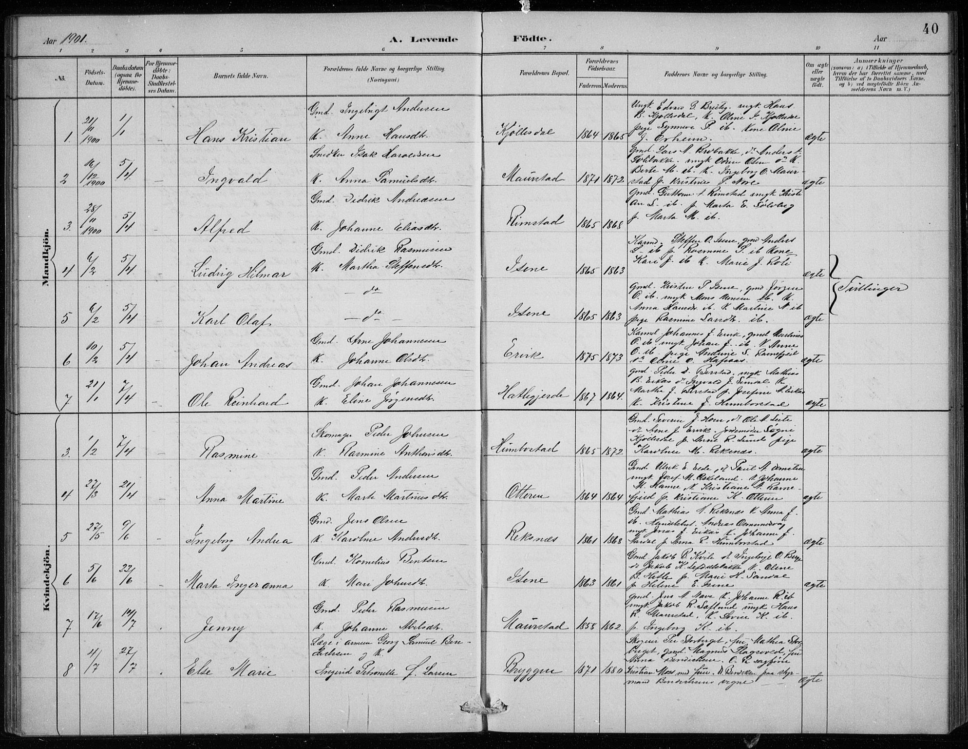 Davik sokneprestembete, AV/SAB-A-79701/H/Hab/Haba/L0002: Parish register (copy) no. A 2, 1890-1911, p. 40