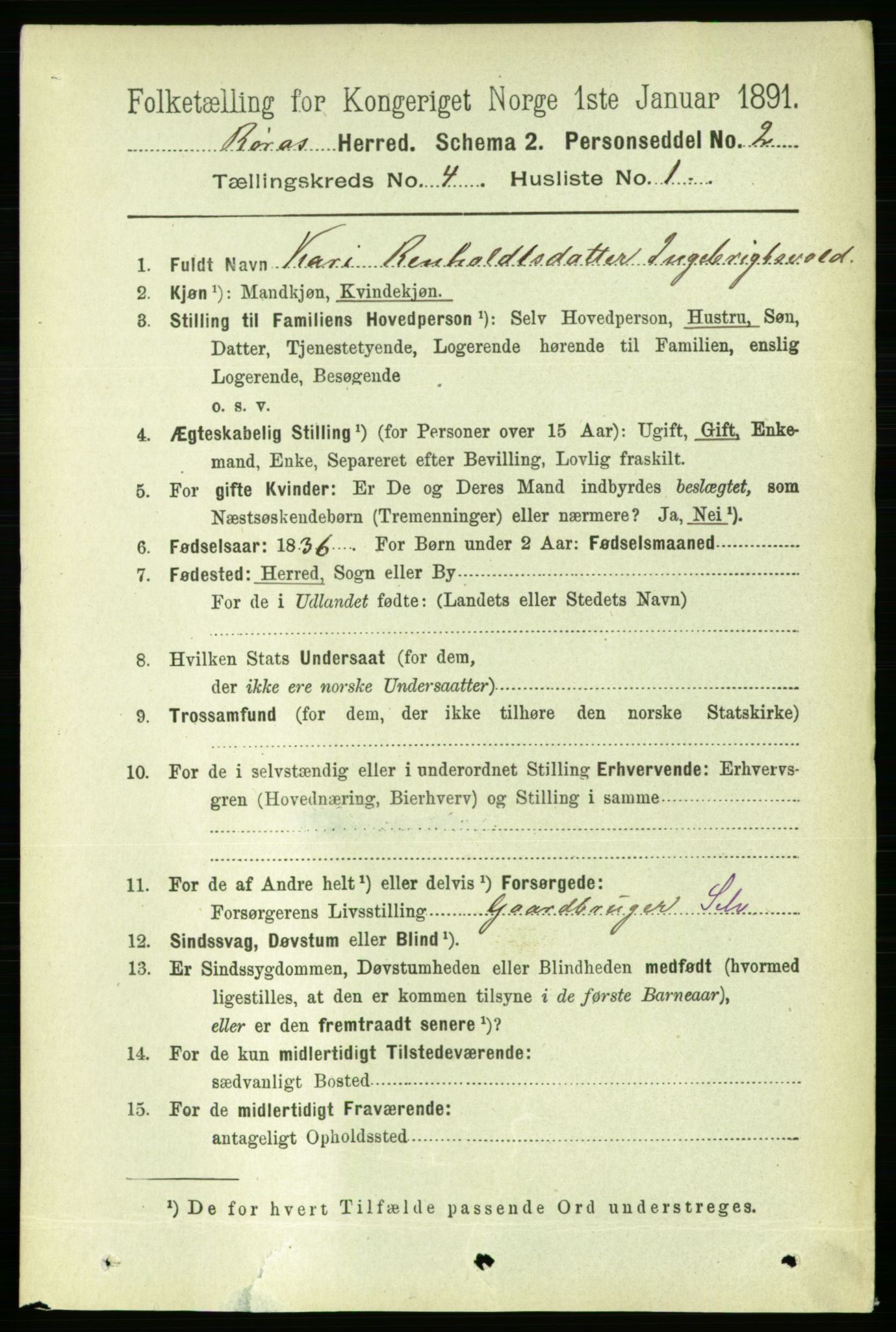 RA, 1891 census for 1640 Røros, 1891, p. 779