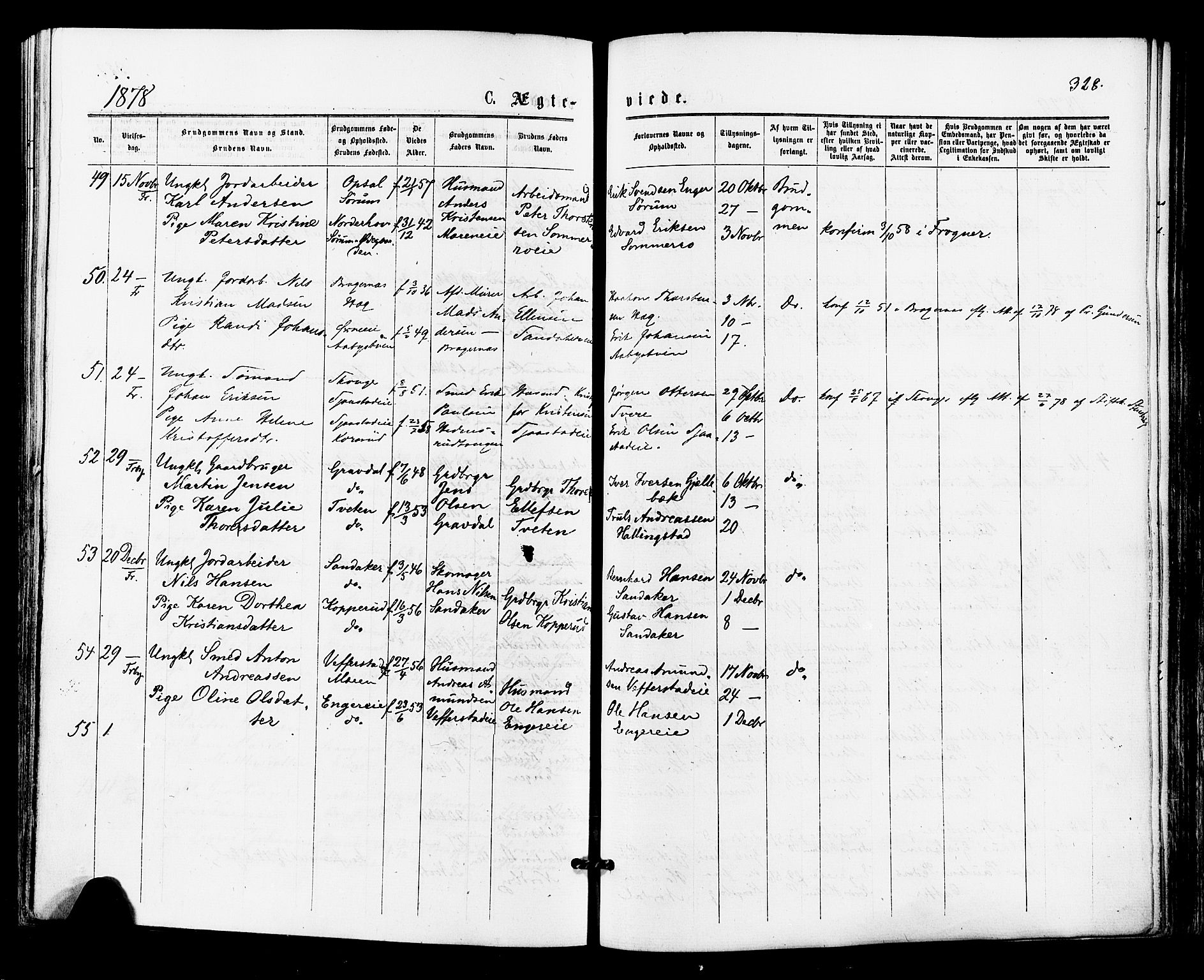 Lier kirkebøker, SAKO/A-230/F/Fa/L0014: Parish register (official) no. I 14, 1875-1882, p. 328