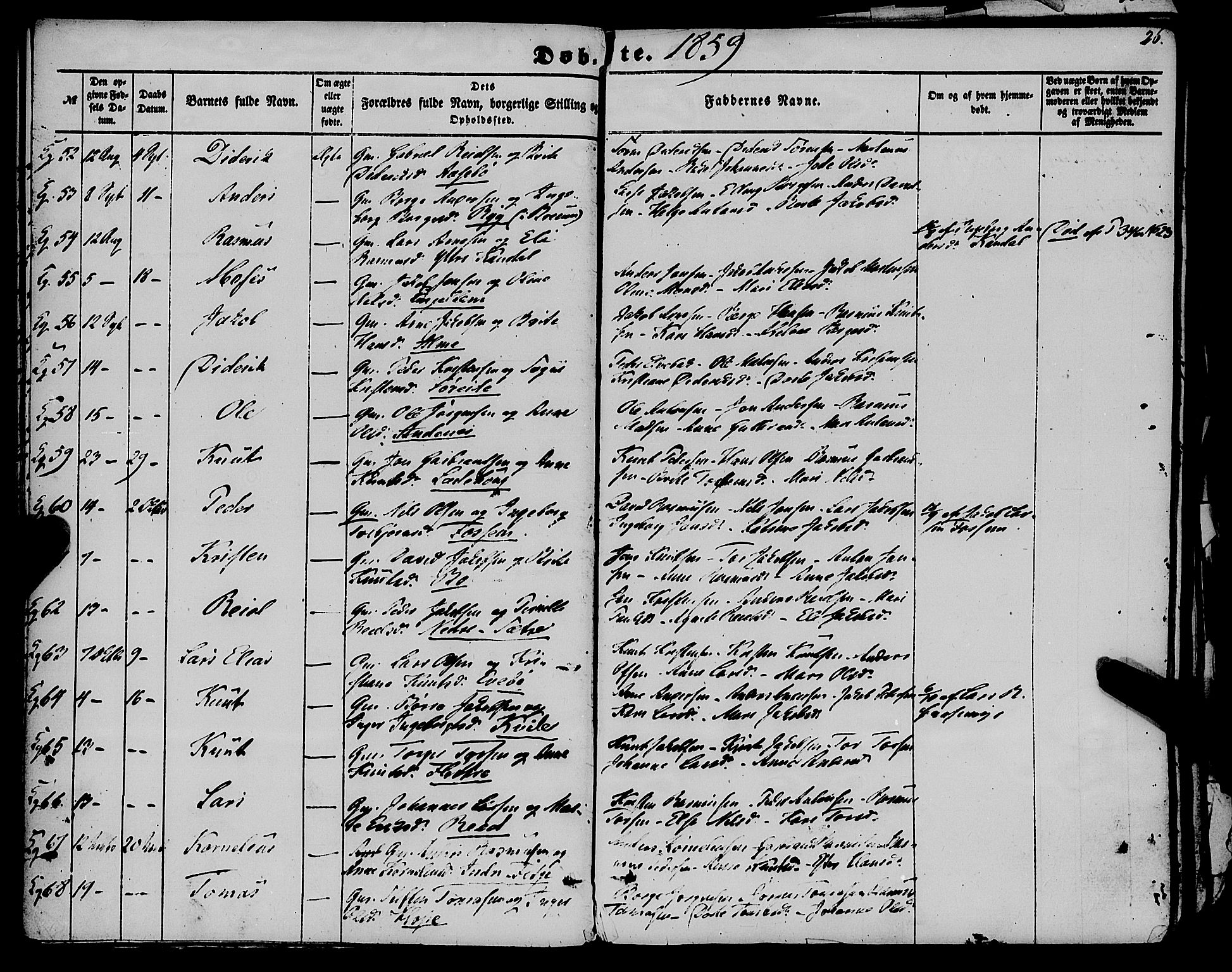 Gloppen sokneprestembete, AV/SAB-A-80101/H/Haa/Haaa/L0009: Parish register (official) no. A 9, 1855-1870, p. 26