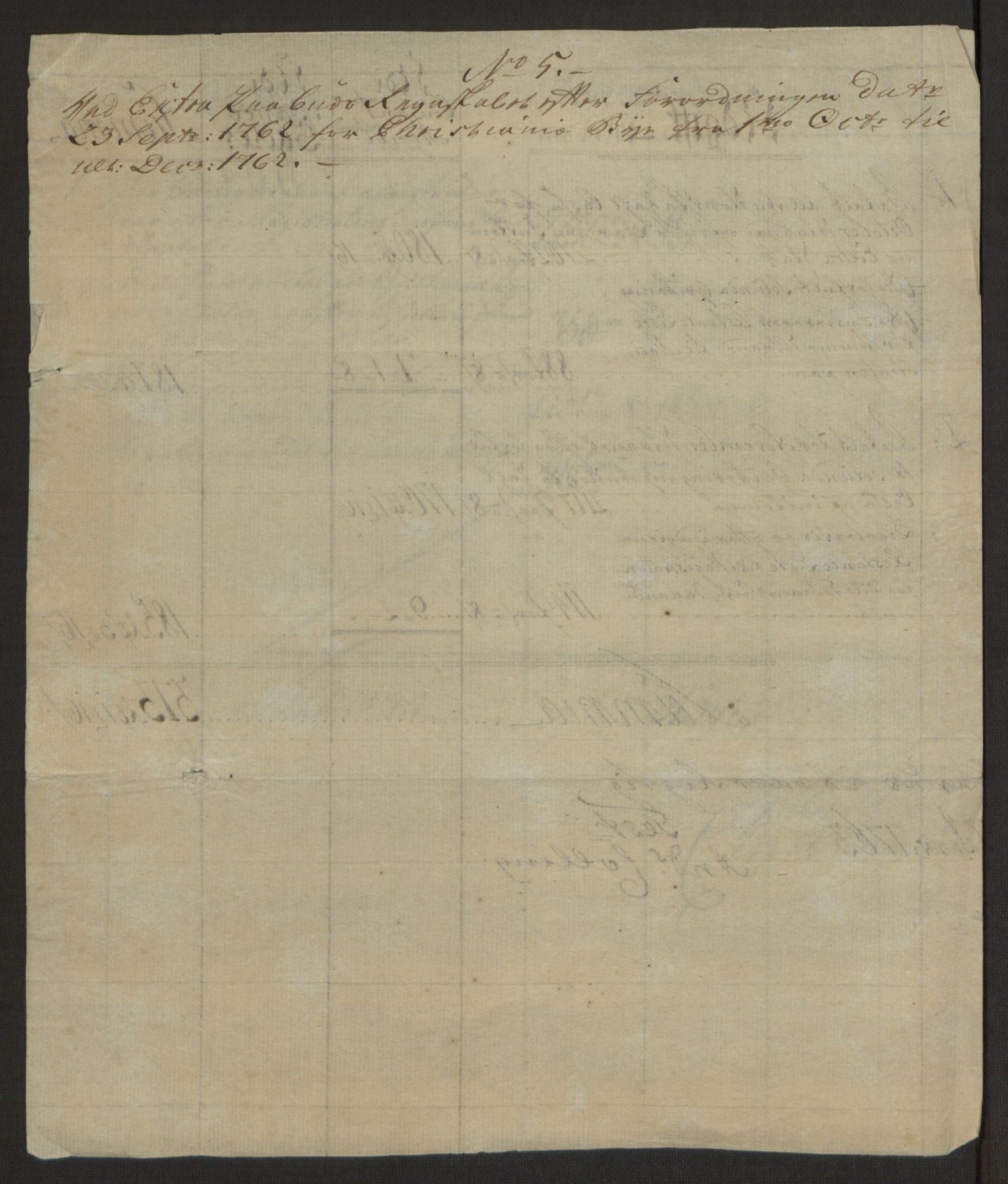 Rentekammeret inntil 1814, Reviderte regnskaper, Byregnskaper, AV/RA-EA-4066/R/Re/L0071/0001: [E13] Kontribusjonsregnskap / Ekstraskatt, 1762, p. 200