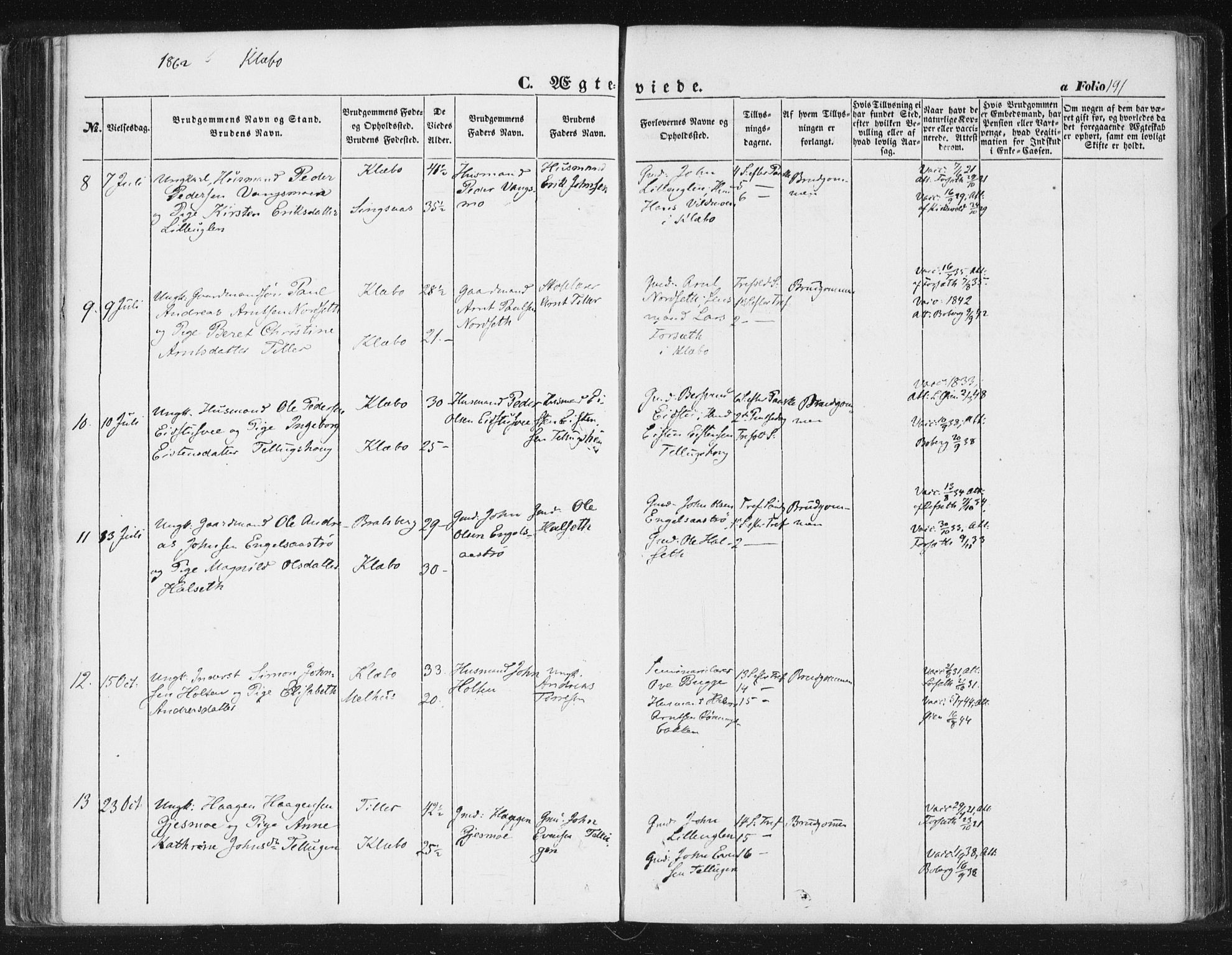 Ministerialprotokoller, klokkerbøker og fødselsregistre - Sør-Trøndelag, SAT/A-1456/618/L0441: Parish register (official) no. 618A05, 1843-1862, p. 191