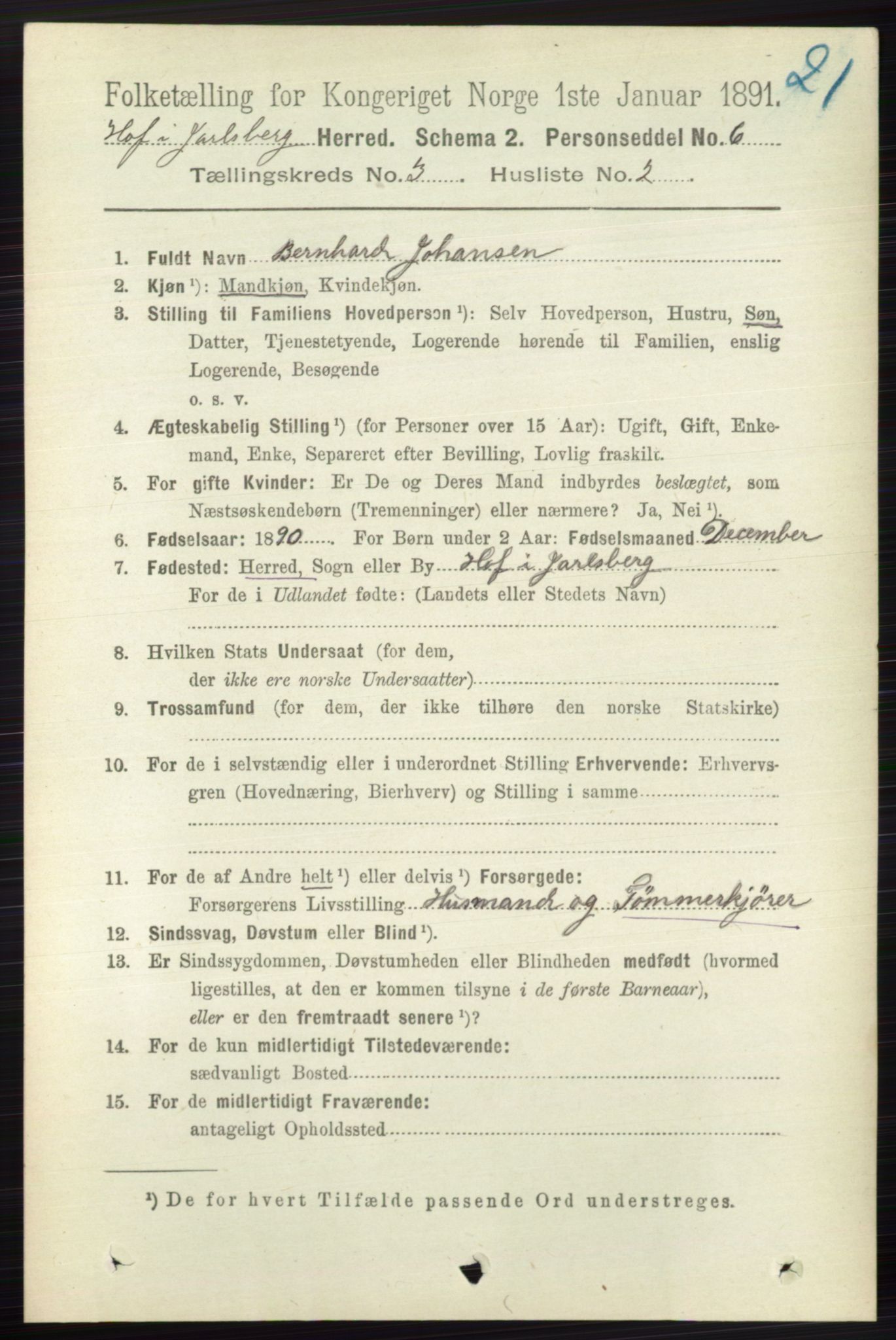 RA, 1891 census for 0714 Hof, 1891, p. 896