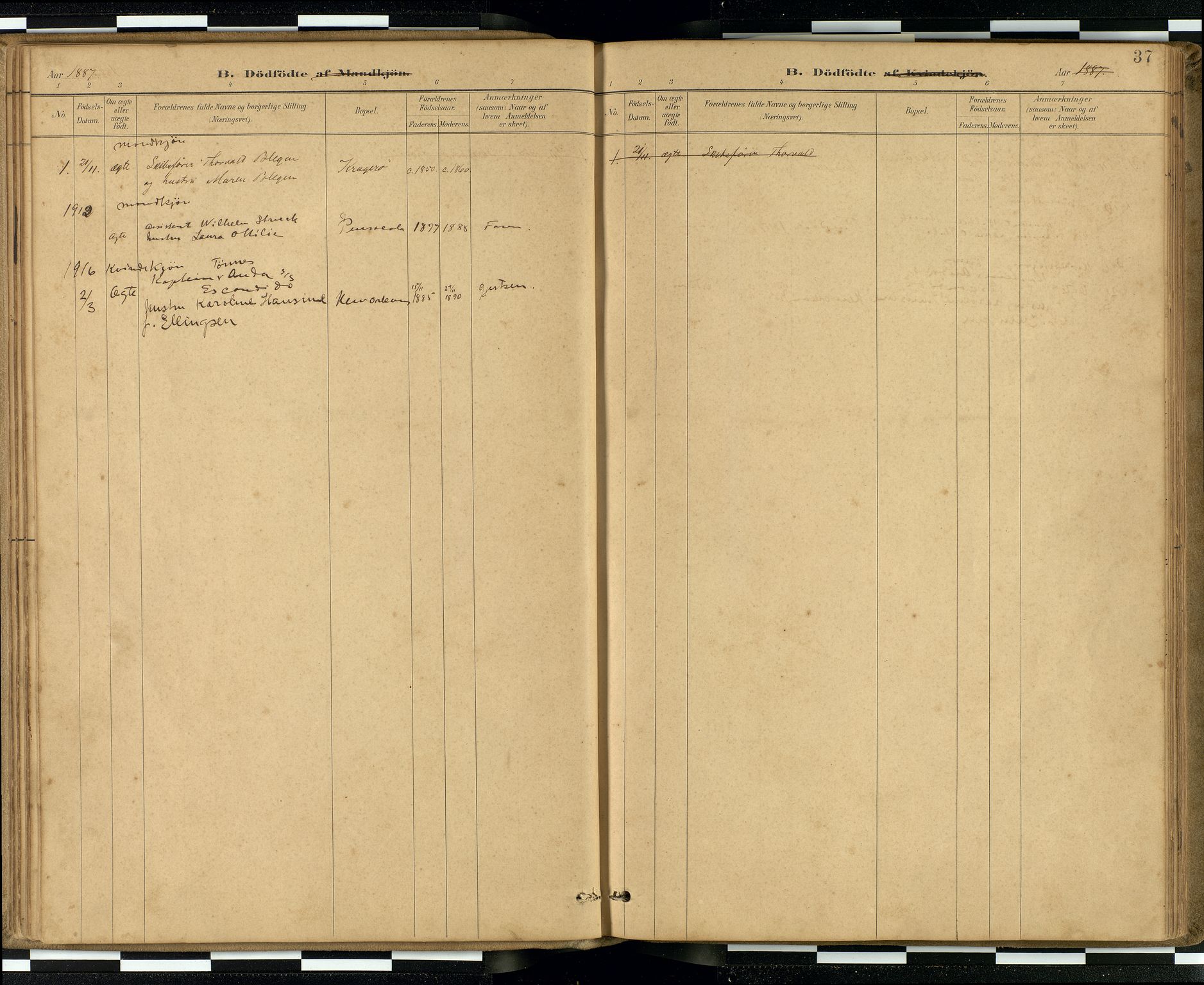 Den norske sjømannsmisjon i utlandet / Quebec (Canada) samt Pensacola--Savannah-Mobile-New Orleans-Gulfport (Gulfhamnene i USA), AV/SAB-SAB/PA-0114/H/Ha/L0001: Parish register (official) no. A 1, 1887-1924, p. 36b-37a