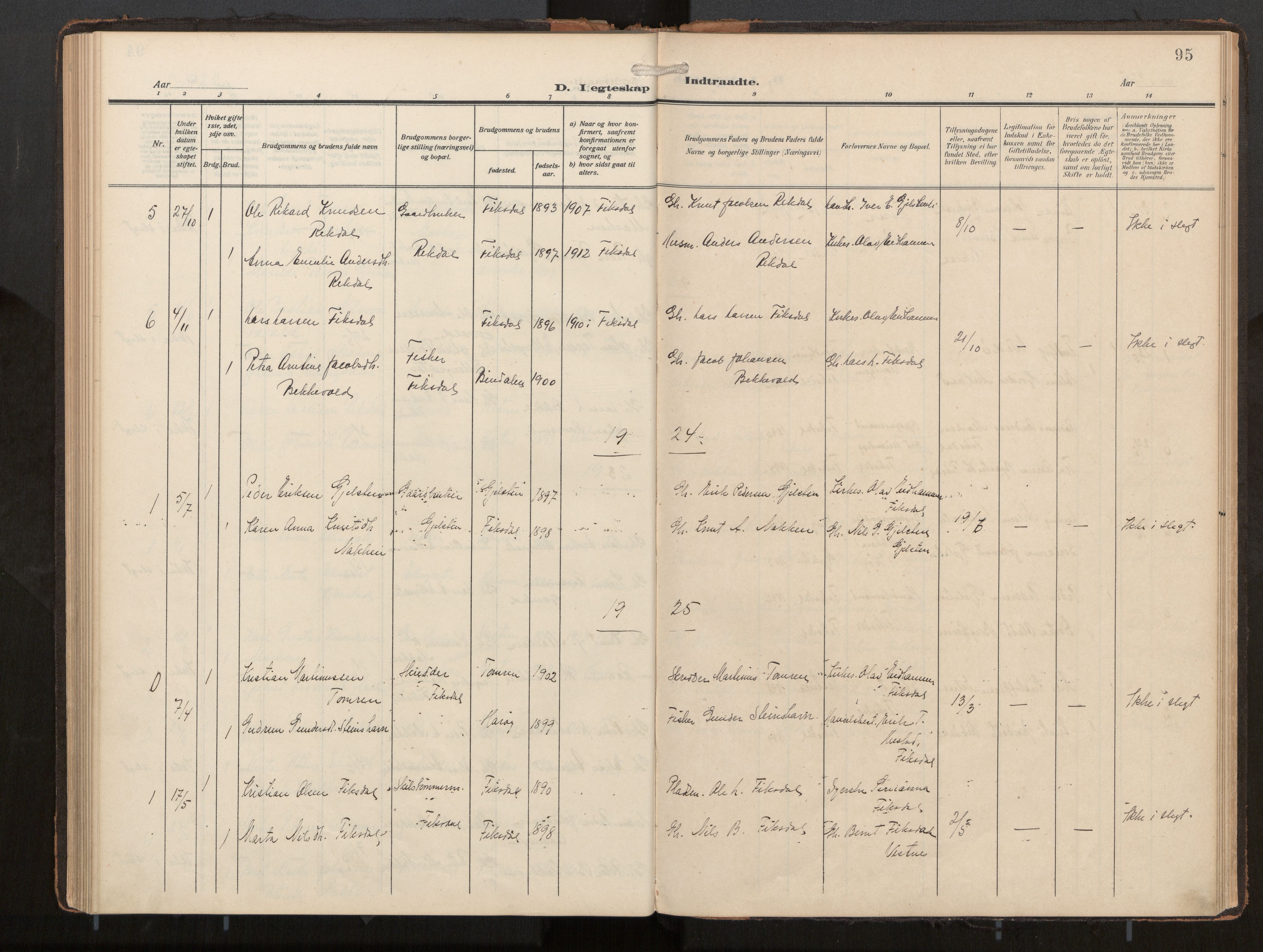 Ministerialprotokoller, klokkerbøker og fødselsregistre - Møre og Romsdal, SAT/A-1454/540/L0540b: Parish register (official) no. 540A03, 1909-1932, p. 95