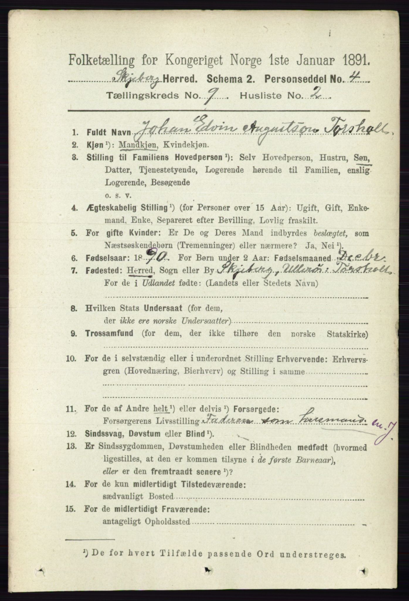 RA, 1891 census for 0115 Skjeberg, 1891, p. 4676