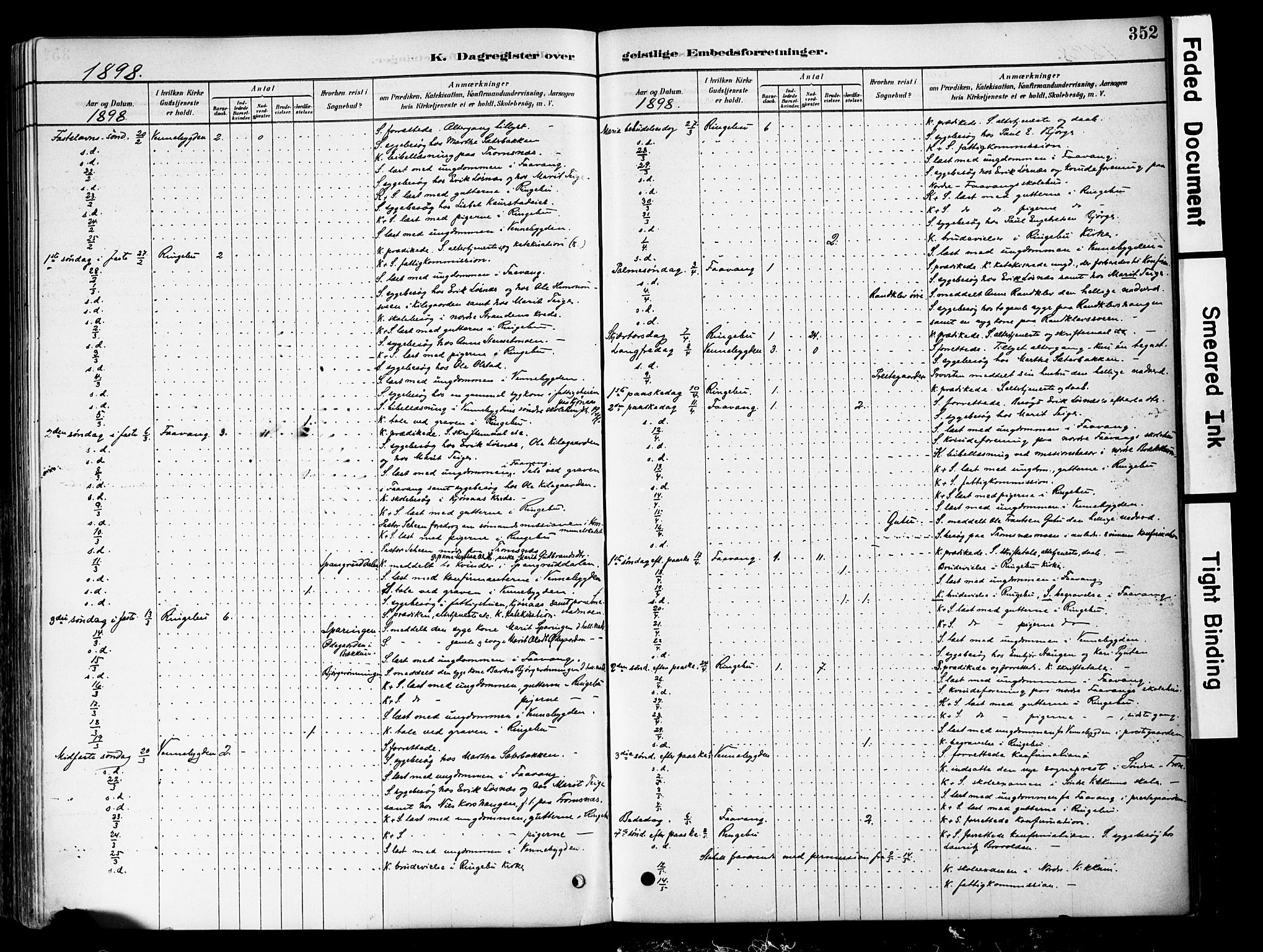 Ringebu prestekontor, SAH/PREST-082/H/Ha/Haa/L0008: Parish register (official) no. 8, 1878-1898, p. 352