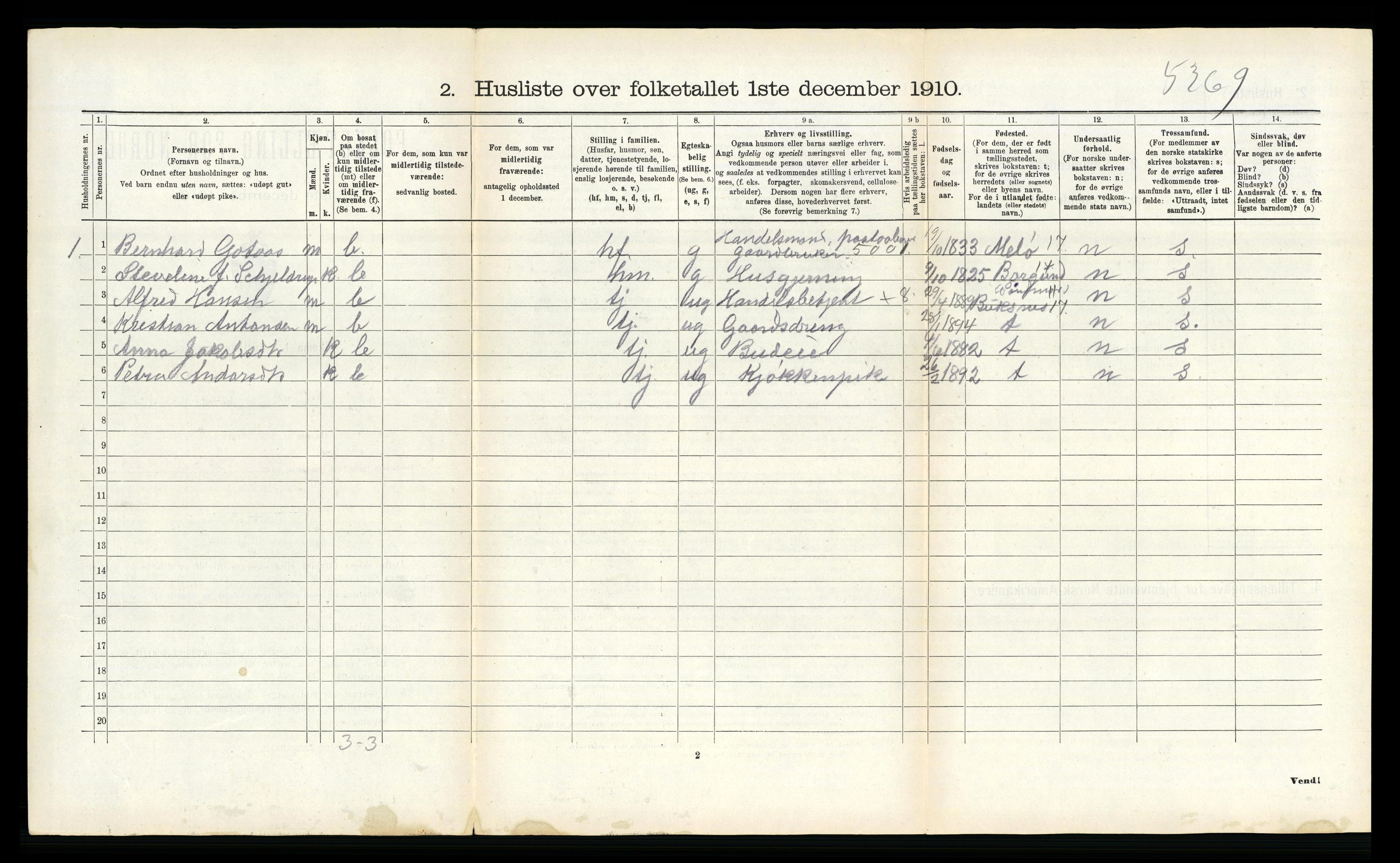 RA, 1910 census for Borge, 1910, p. 568