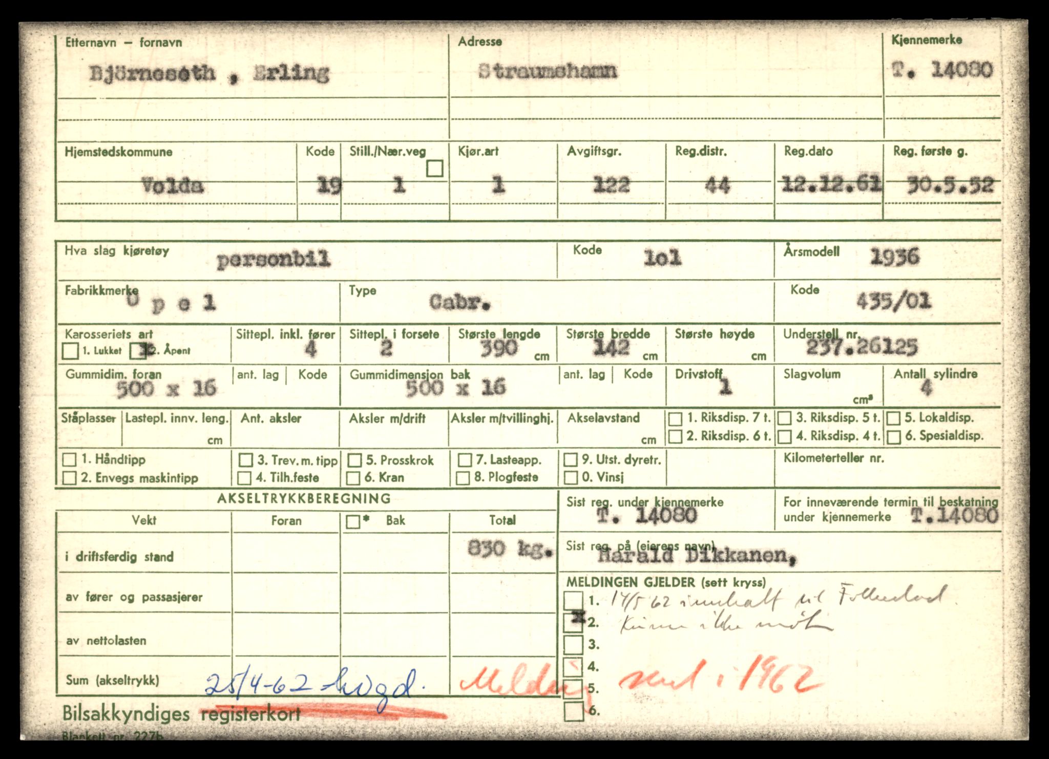 Møre og Romsdal vegkontor - Ålesund trafikkstasjon, AV/SAT-A-4099/F/Fe/L0043: Registreringskort for kjøretøy T 14080 - T 14204, 1927-1998, p. 23