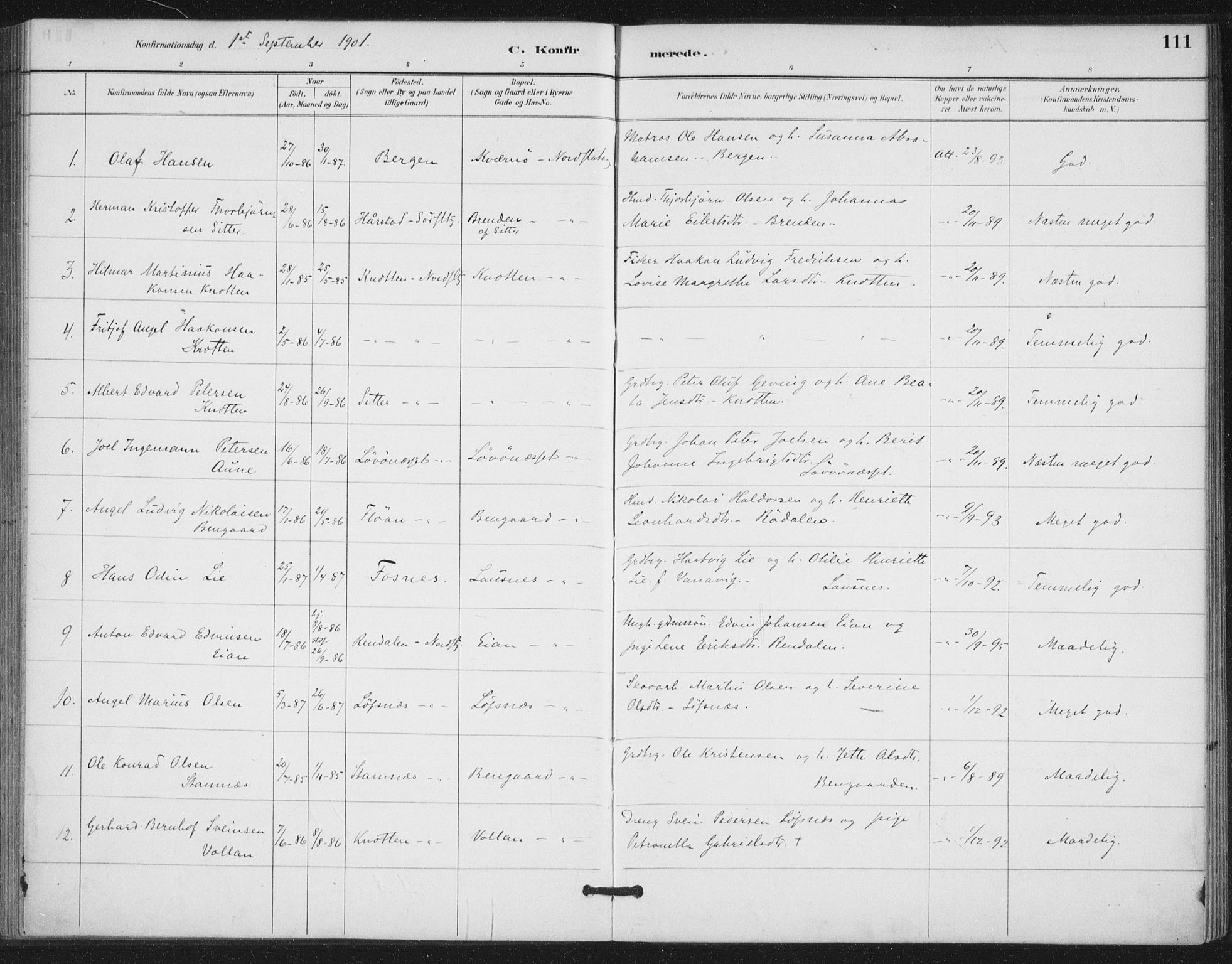 Ministerialprotokoller, klokkerbøker og fødselsregistre - Nord-Trøndelag, SAT/A-1458/772/L0603: Parish register (official) no. 772A01, 1885-1912, p. 111
