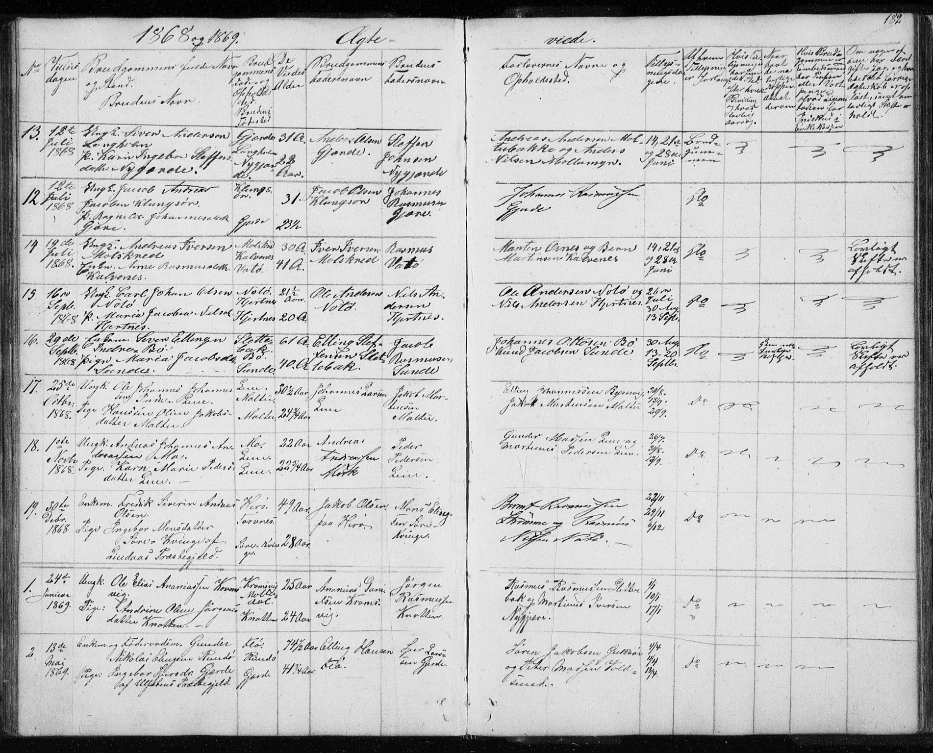 Ministerialprotokoller, klokkerbøker og fødselsregistre - Møre og Romsdal, AV/SAT-A-1454/507/L0079: Parish register (copy) no. 507C02, 1854-1877, p. 182