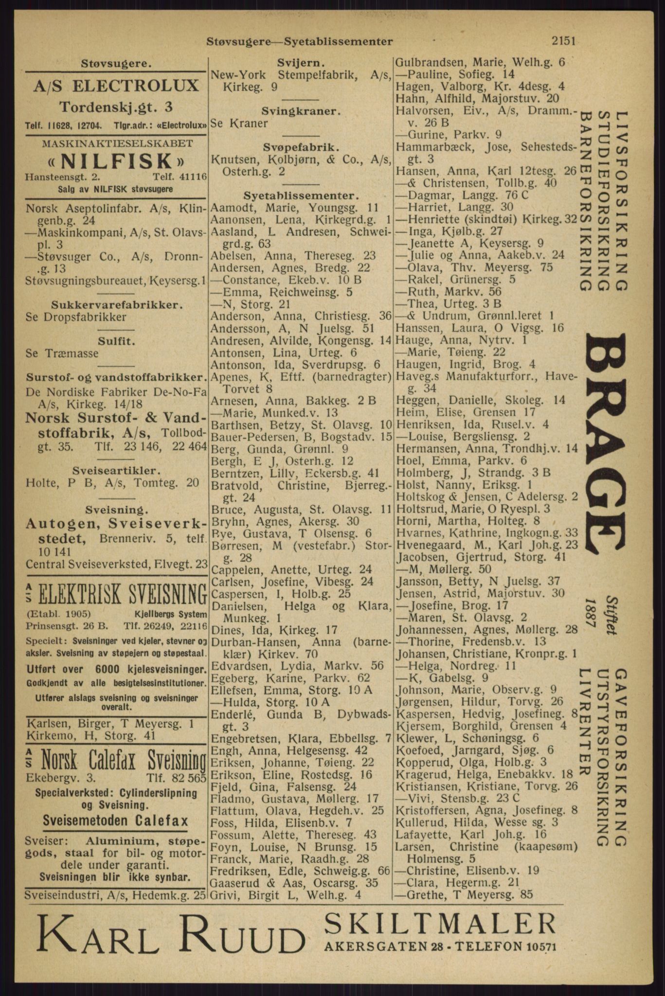 Kristiania/Oslo adressebok, PUBL/-, 1927, p. 2151