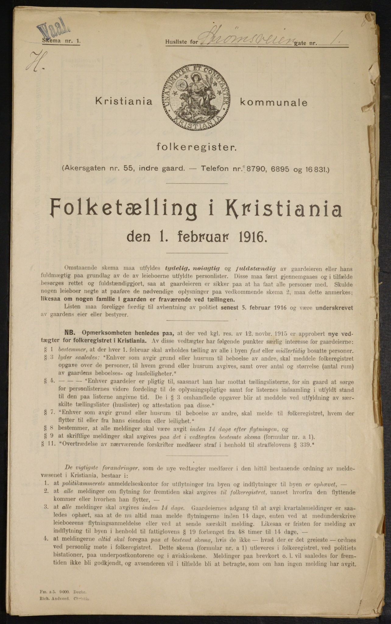OBA, Municipal Census 1916 for Kristiania, 1916, p. 106715