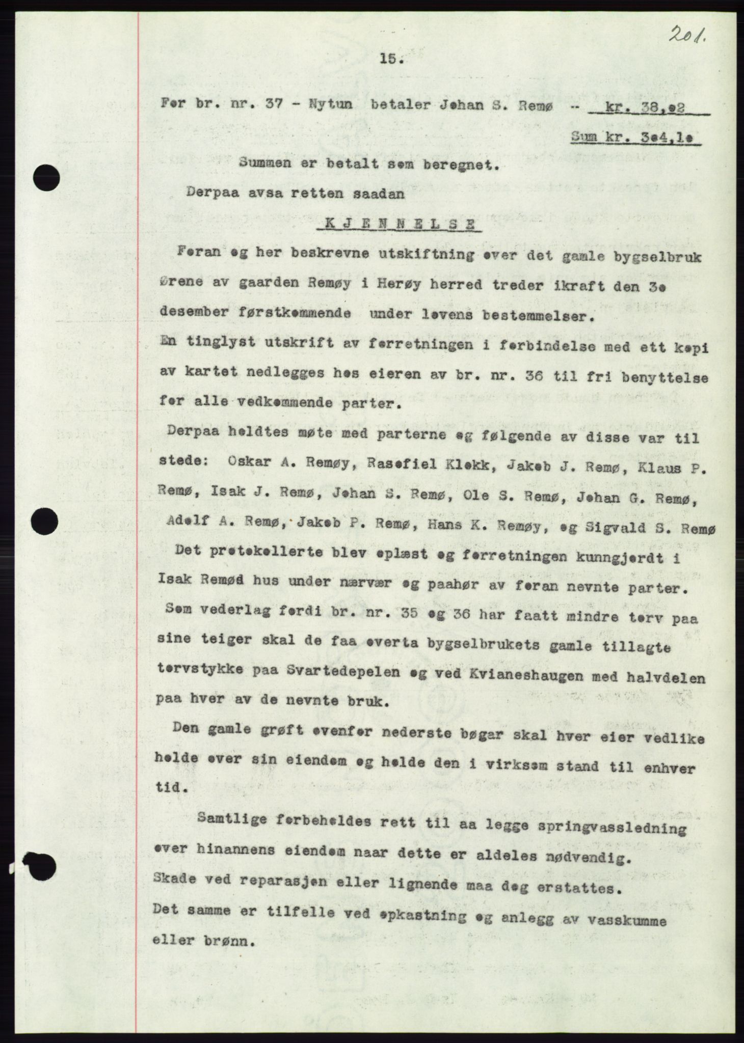 Søre Sunnmøre sorenskriveri, AV/SAT-A-4122/1/2/2C/L0062: Mortgage book no. 56, 1936-1937, Diary no: : 60/1937