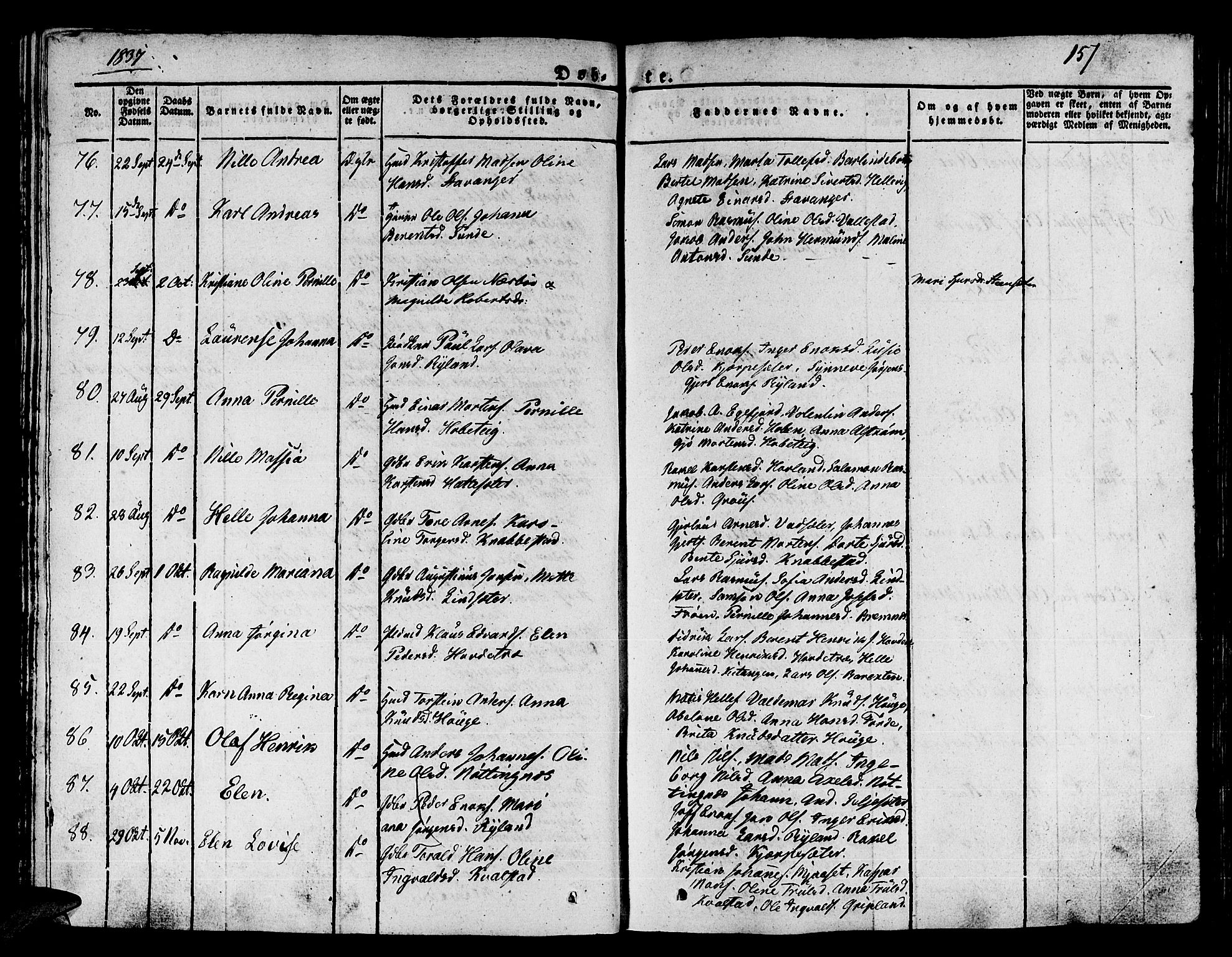 Kinn sokneprestembete, SAB/A-80801/H/Haa/Haaa/L0004/0001: Parish register (official) no. A 4I, 1822-1840, p. 157