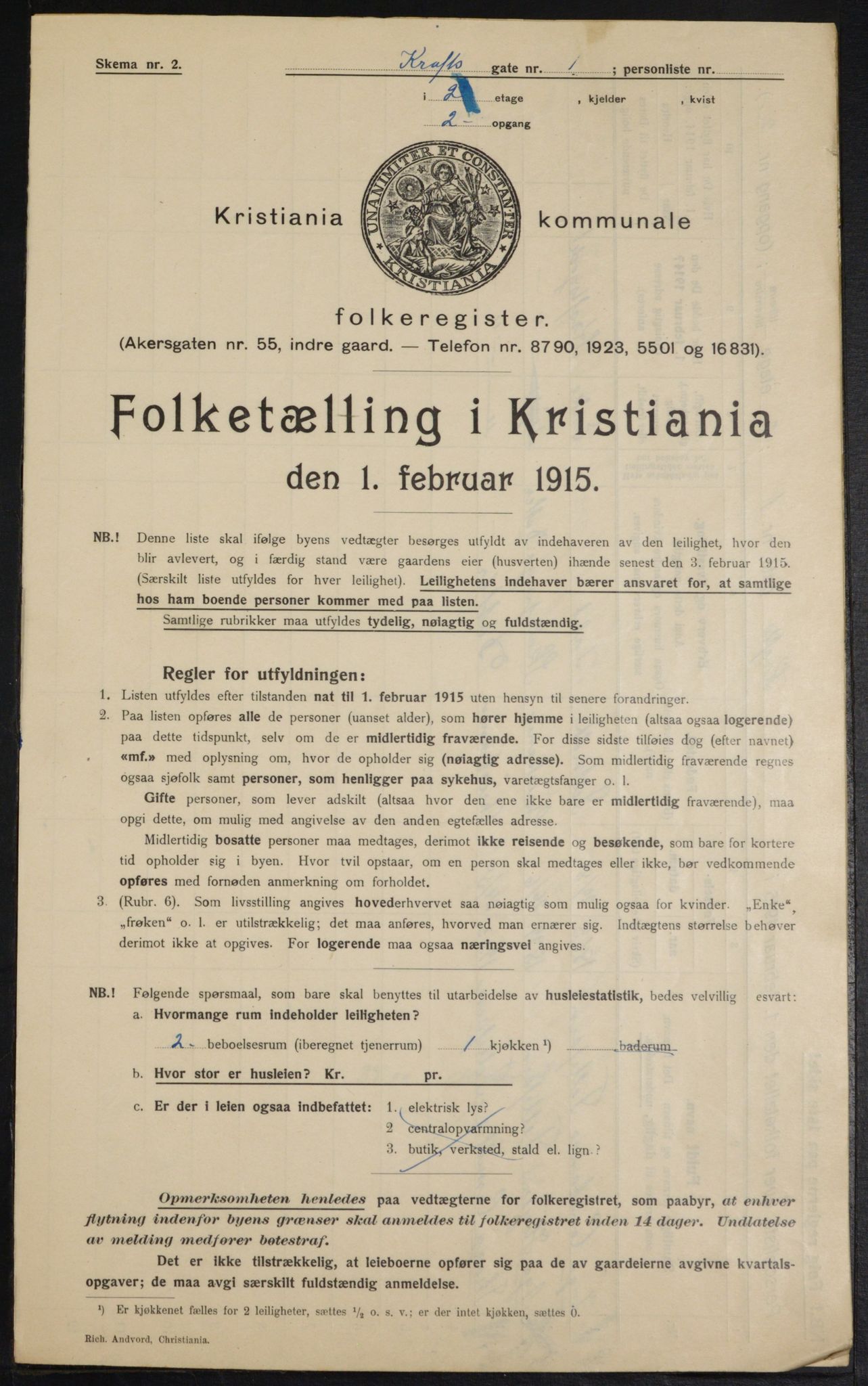 OBA, Municipal Census 1915 for Kristiania, 1915, p. 53436