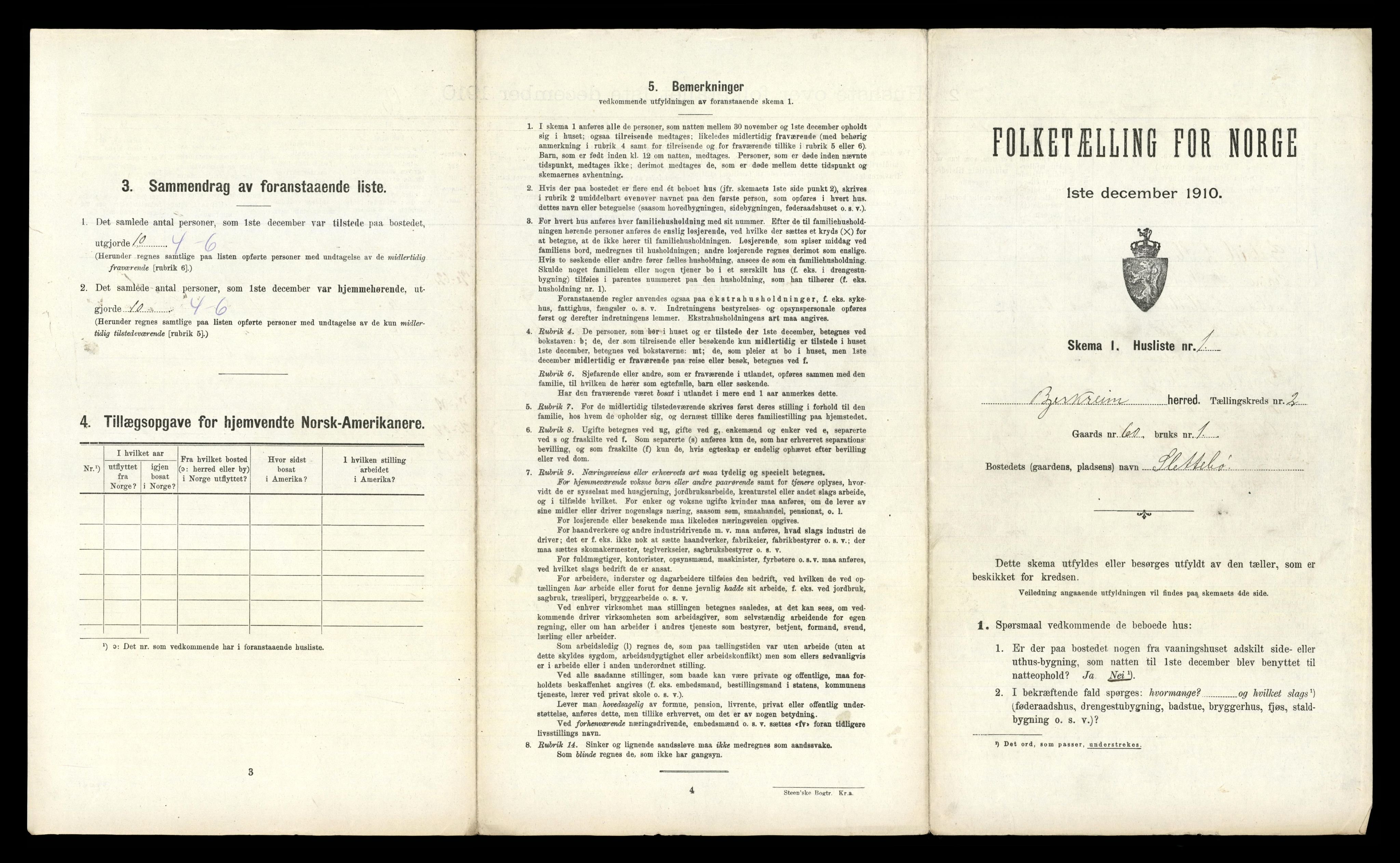 RA, 1910 census for Bjerkreim, 1910, p. 72