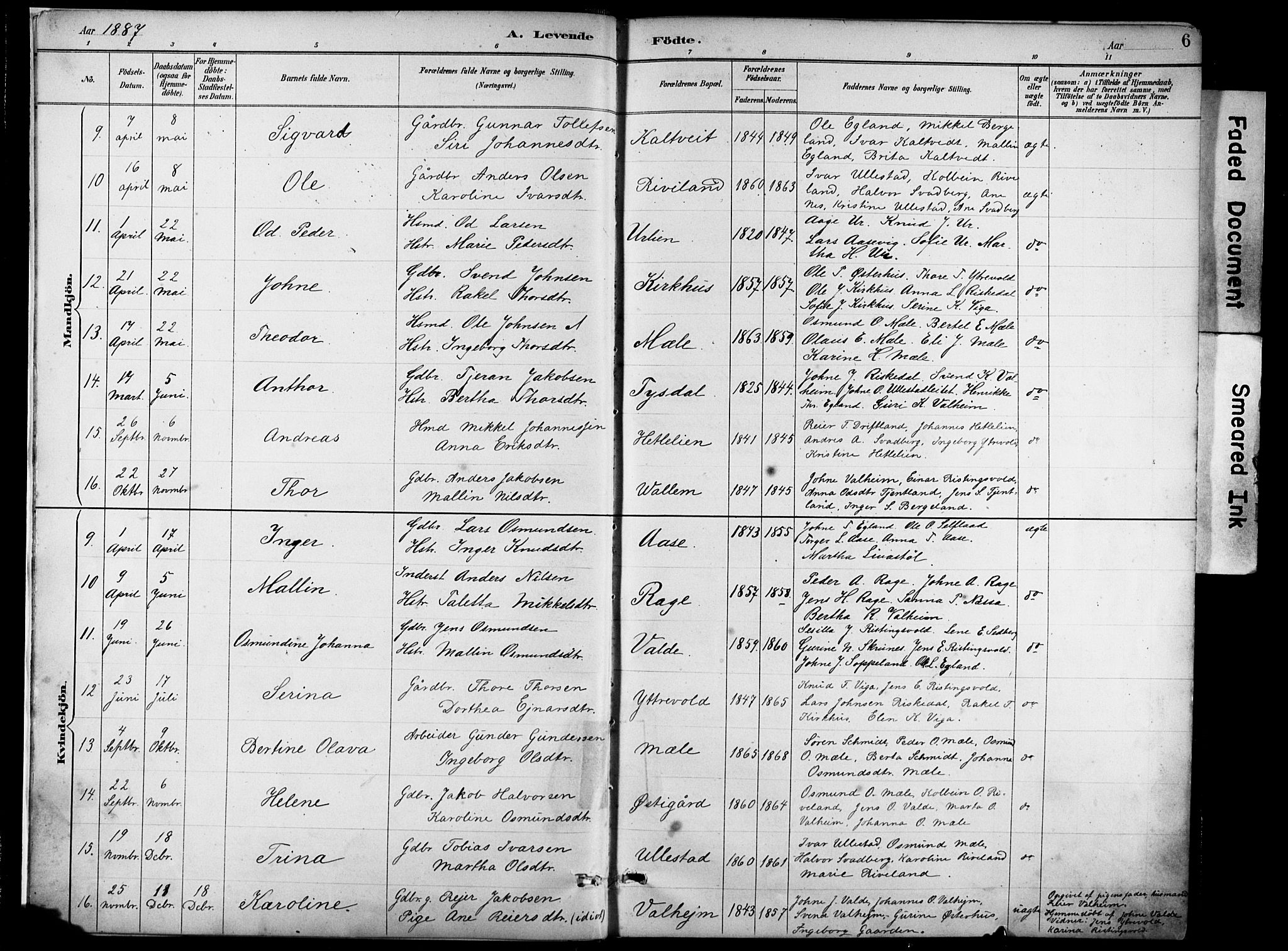 Hjelmeland sokneprestkontor, AV/SAST-A-101843/02/A/L0001: Parish register (official) no. A 16, 1887-1926, p. 6