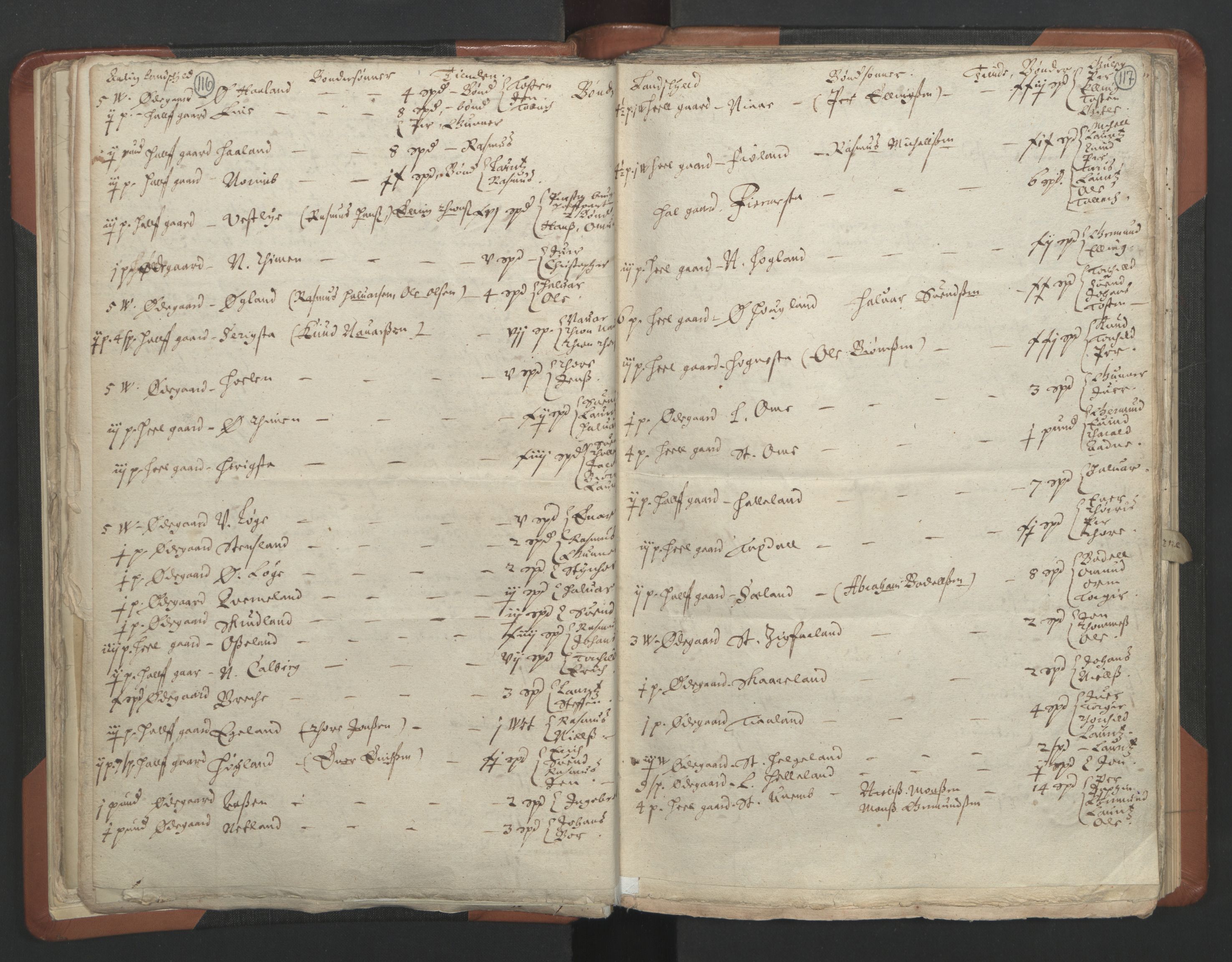 RA, Vicar's Census 1664-1666, no. 17: Jæren deanery and Dalane deanery, 1664-1666, p. 116-117