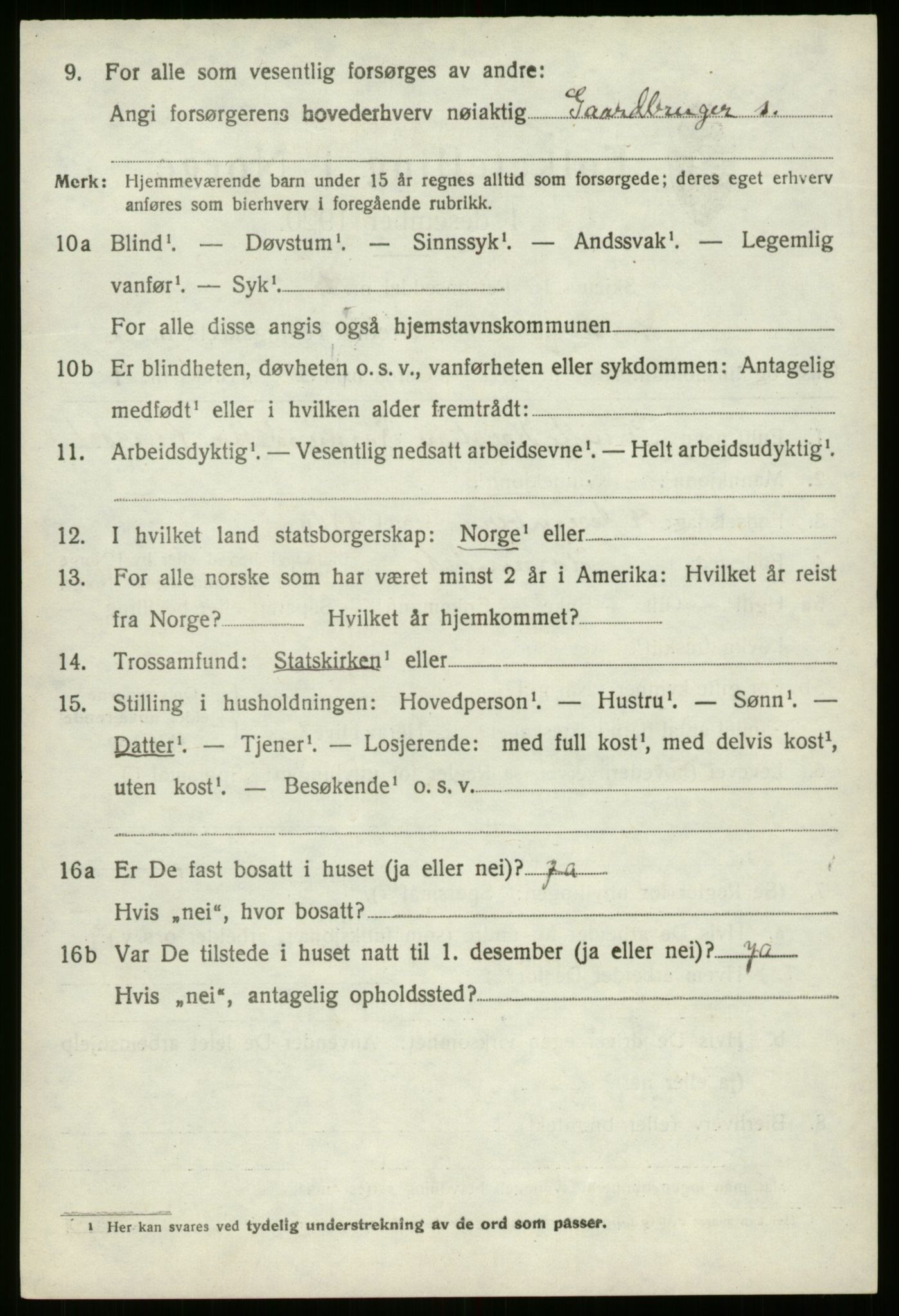 SAB, 1920 census for Hornindal, 1920, p. 1077