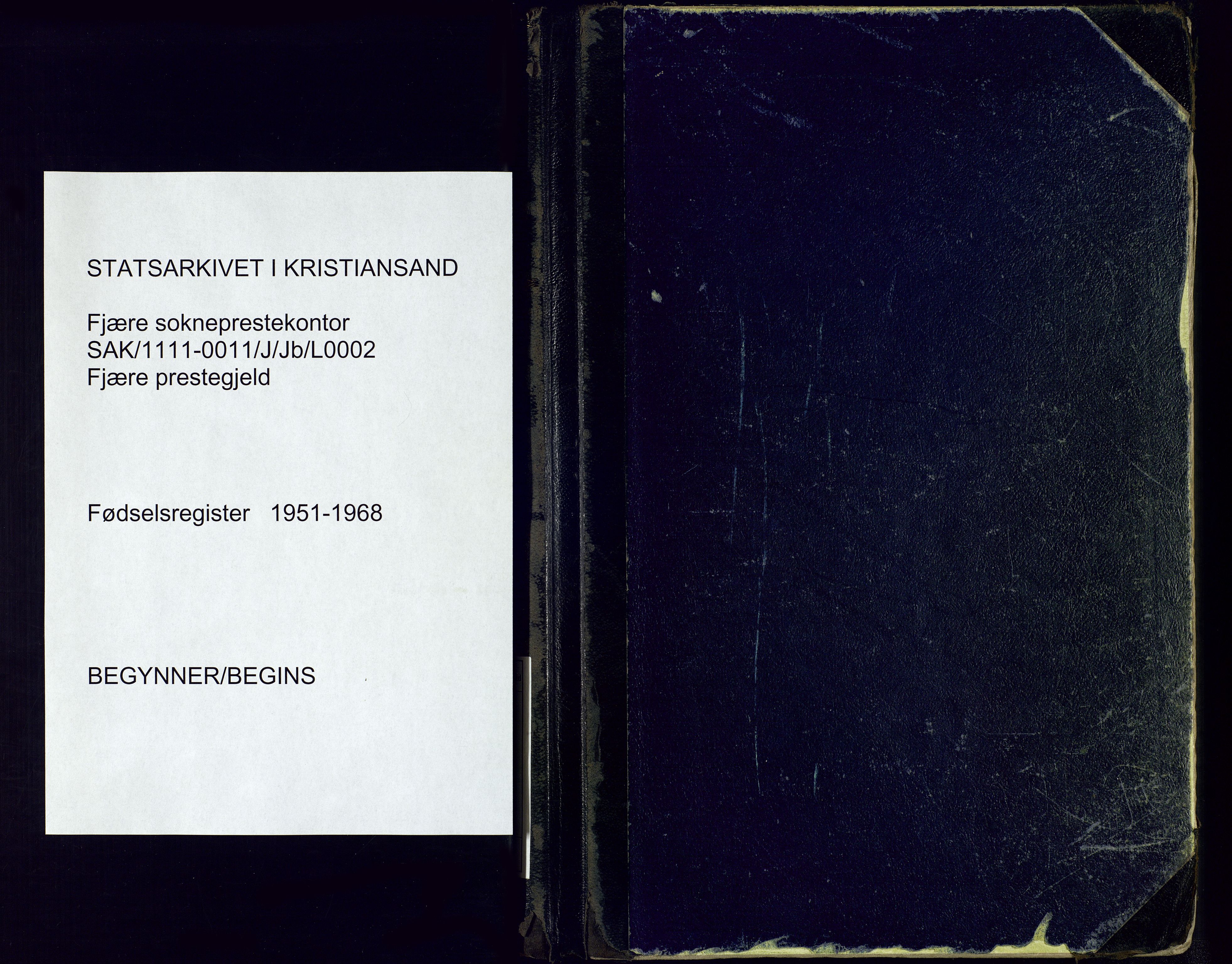 Fjære sokneprestkontor, SAK/1111-0011/J/Jb/L0002: Birth register no. 2, 1951-1968