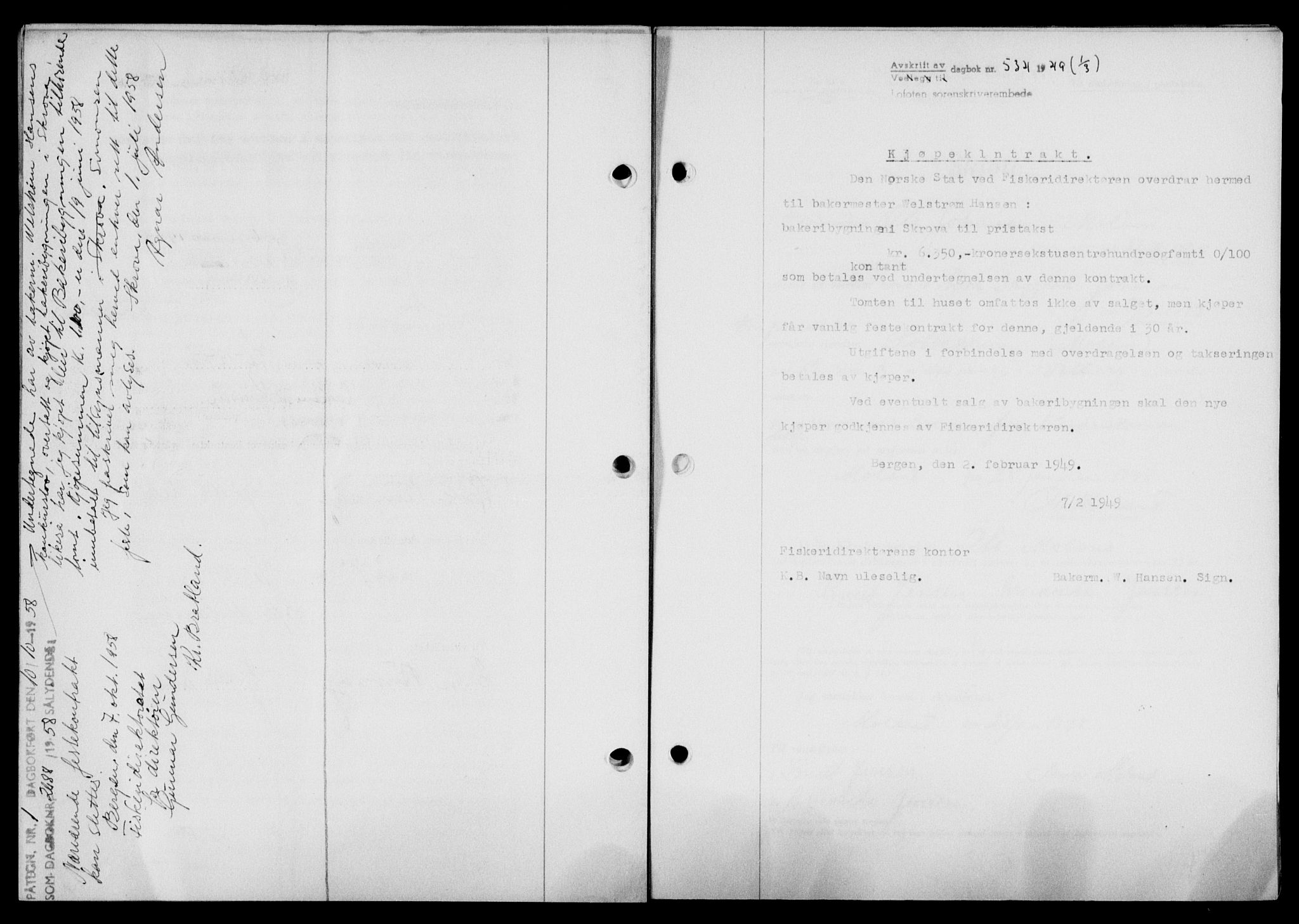 Lofoten sorenskriveri, SAT/A-0017/1/2/2C/L0020a: Mortgage book no. 20a, 1948-1949, Diary no: : 534/1949