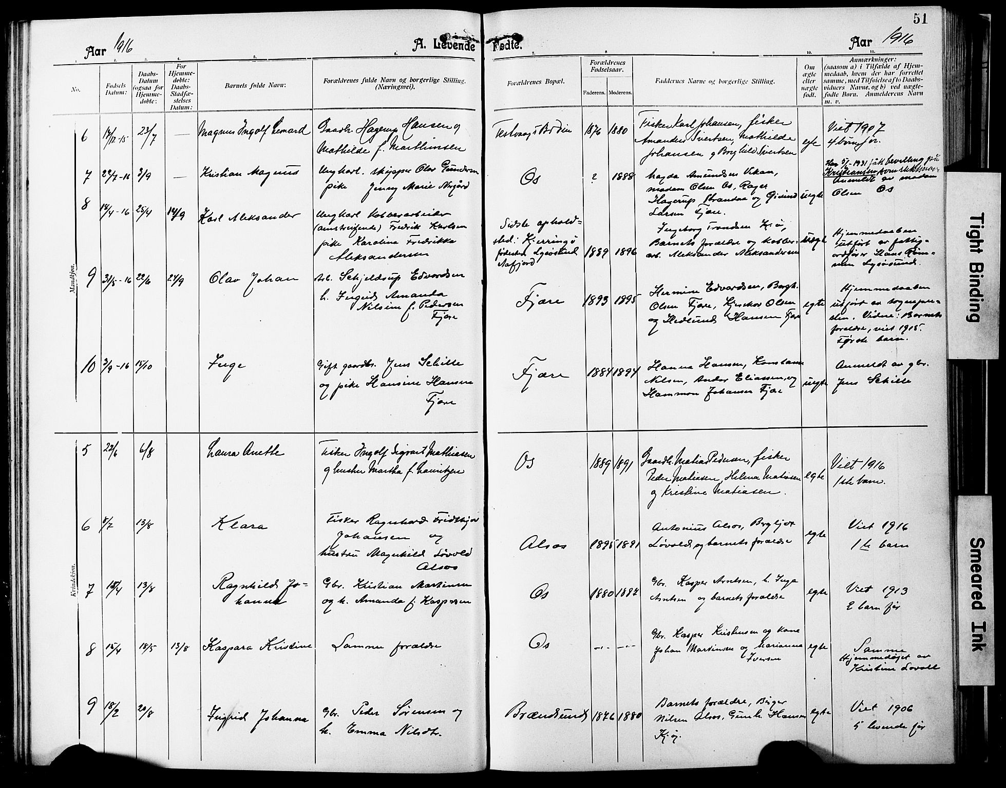 Ministerialprotokoller, klokkerbøker og fødselsregistre - Nordland, SAT/A-1459/803/L0077: Parish register (copy) no. 803C04, 1897-1930, p. 51