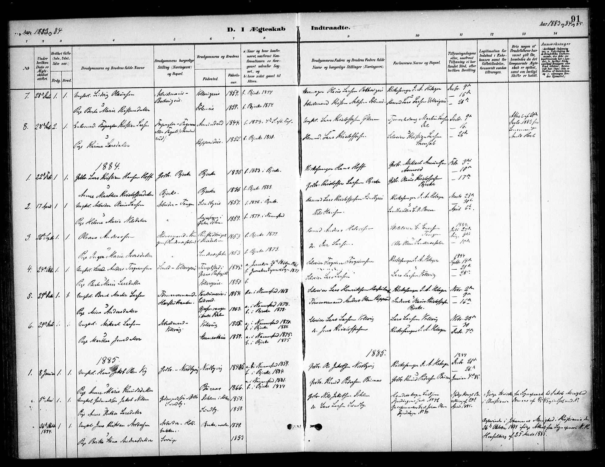 Nannestad prestekontor Kirkebøker, SAO/A-10414a/F/Fc/L0001: Parish register (official) no. III 1, 1881-1892, p. 91